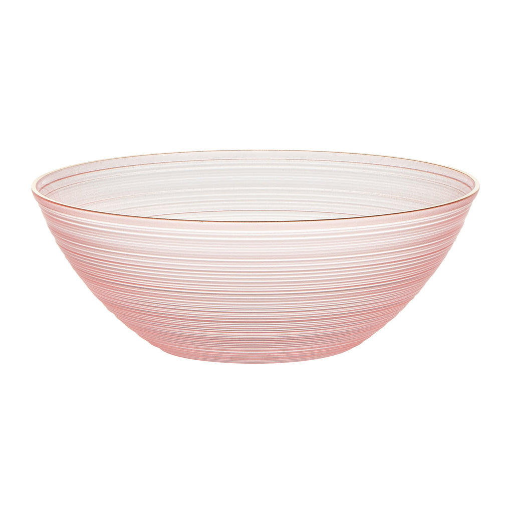 Moderna 16 oz Round Pink Translucent Plastic Gold-Rimmed Bowl - Rippled - 5 1/2" x 5 1/2" x 2" - 100 count box