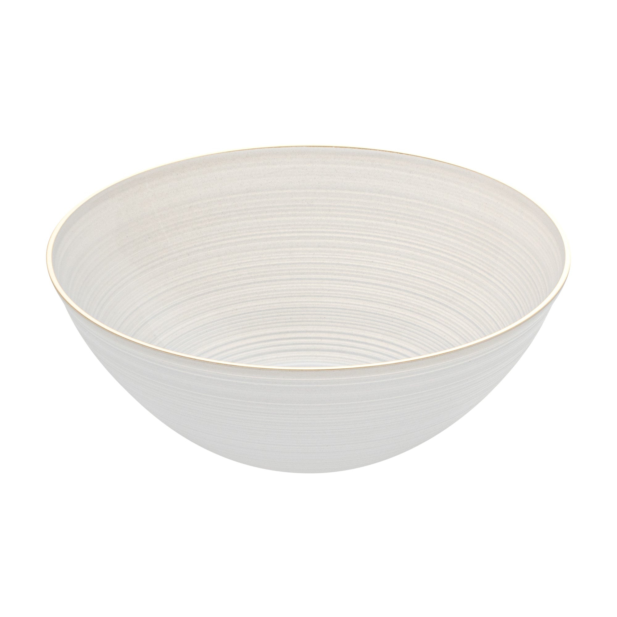 Moderna 16 oz Round White Translucent Plastic Gold-Rimmed Bowl - Rippled - 5 1/2" x 5 1/2" x 2" - 100 count box