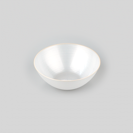 Moderna 16 oz Round White Translucent Plastic Gold-Rimmed Bowl - Rippled - 5 1/2" x 5 1/2" x 2" - 20 count box