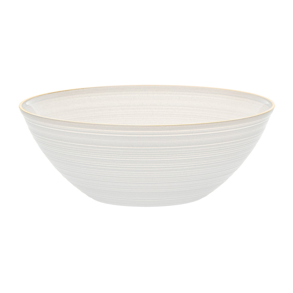 Moderna 16 oz Round White Translucent Plastic Gold-Rimmed Bowl - Rippled - 5 1/2" x 5 1/2" x 2" - 20 count box