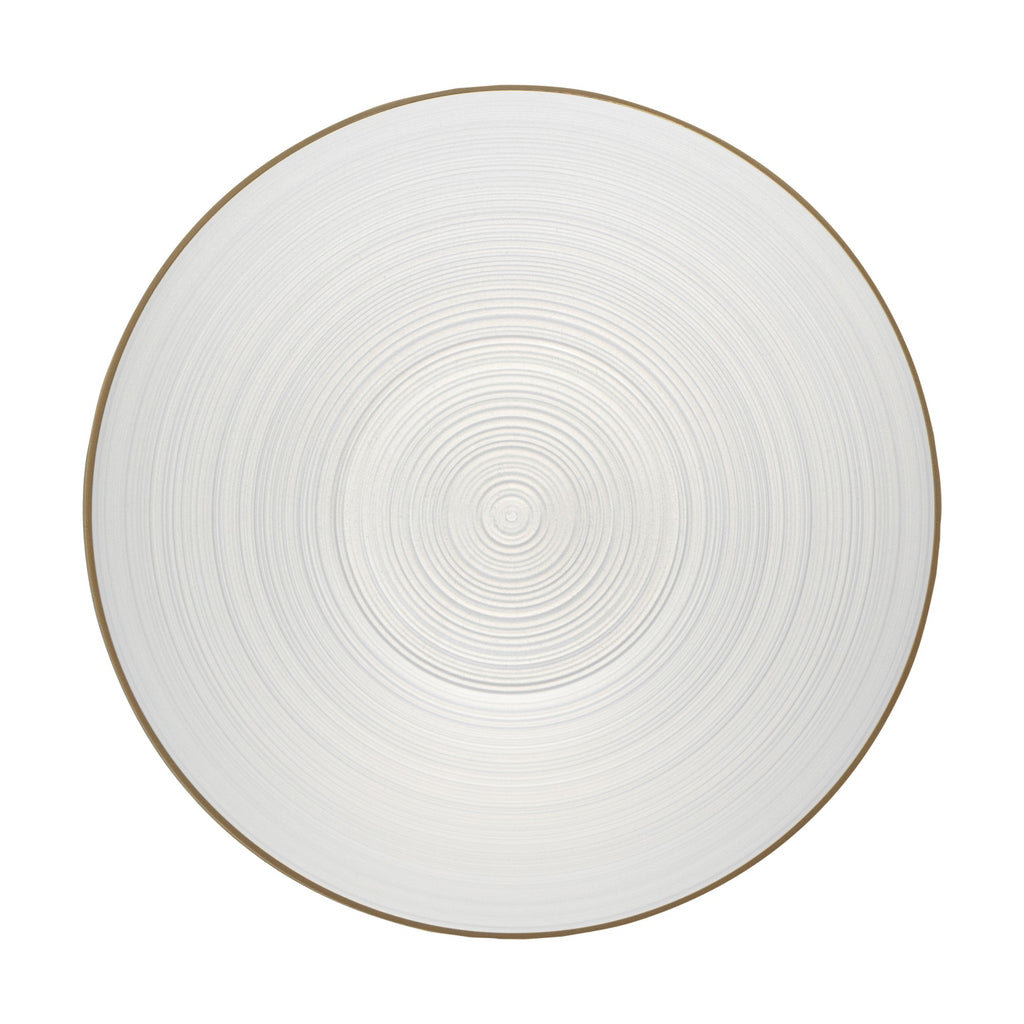 Moderna 16 oz Round White Translucent Plastic Gold-Rimmed Bowl - Rippled - 5 1/2" x 5 1/2" x 2" - 20 count box