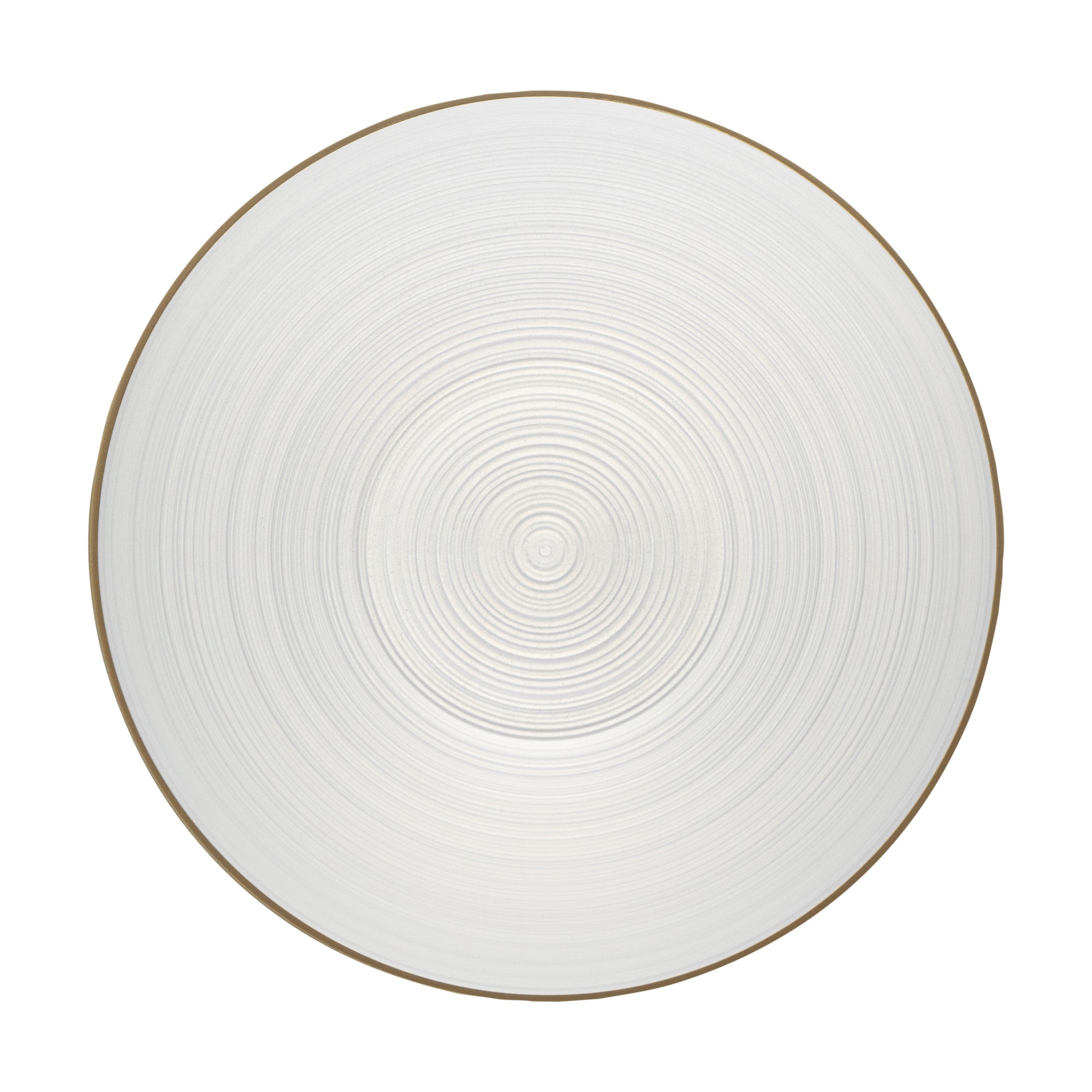 Moderna 16 oz Round White Translucent Plastic Gold-Rimmed Bowl - Rippled - 5 1/2" x 5 1/2" x 2" - 20 count box