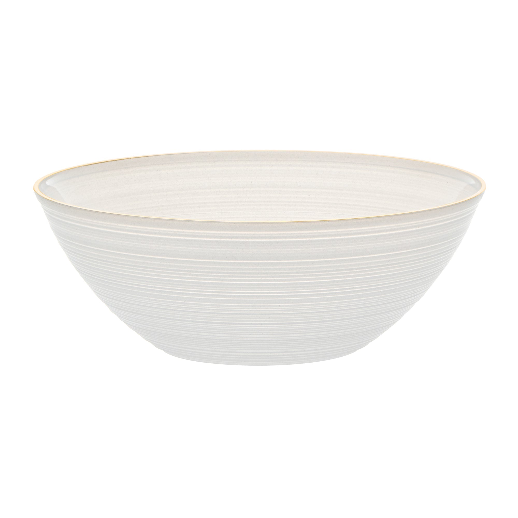 Moderna 16 oz Round White Translucent Plastic Gold-Rimmed Bowl - Rippled - 5 1/2" x 5 1/2" x 2" - 100 count box