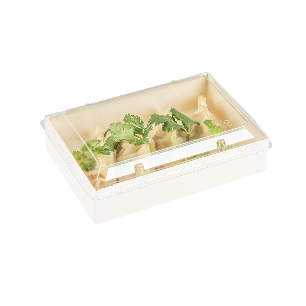 Taipei Rectangle Clear Plastic Lid - Fits 25 oz Bento Box - 100 count box