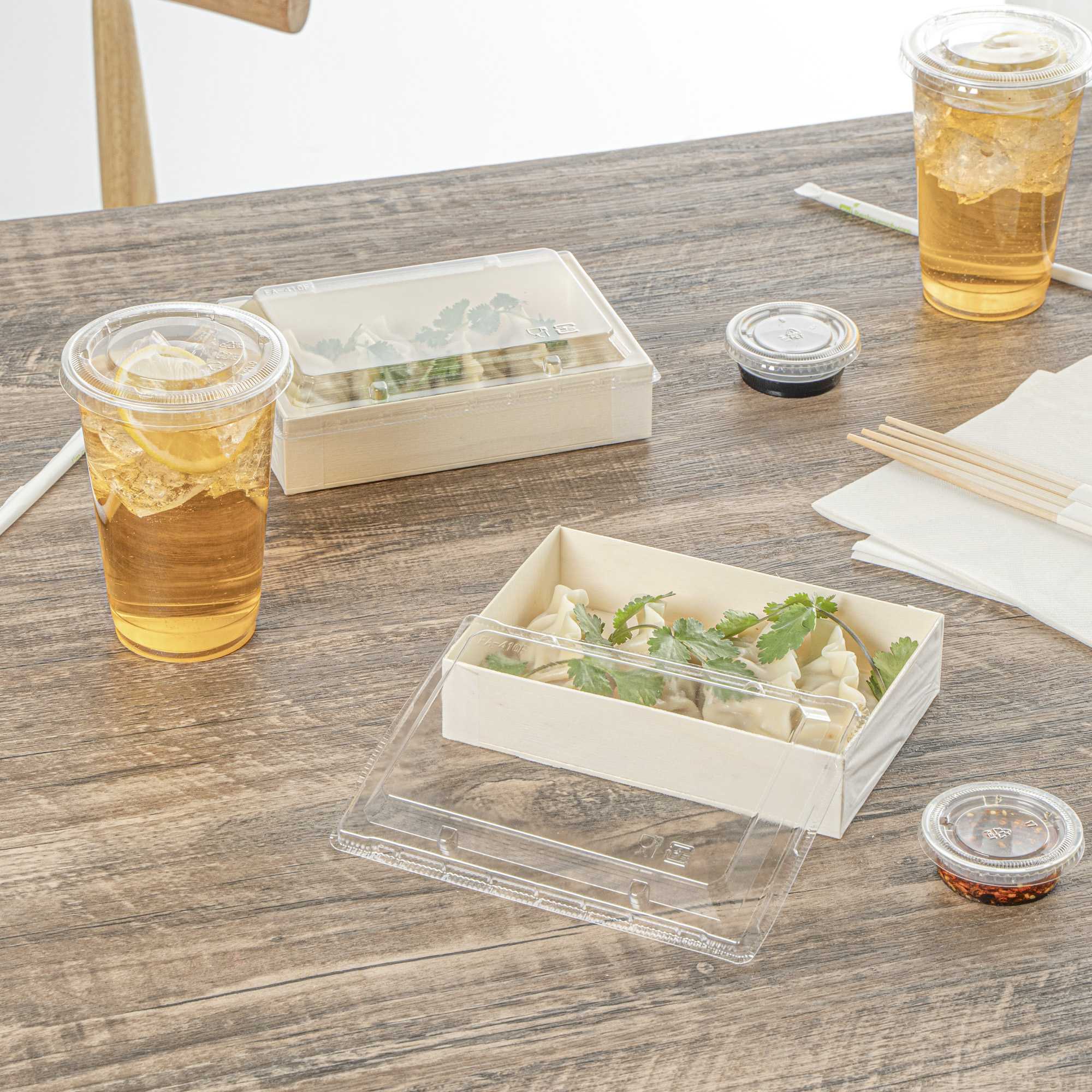 Taipei Rectangle Clear Plastic Lid - Fits 25 oz Bento Box - 10 count box