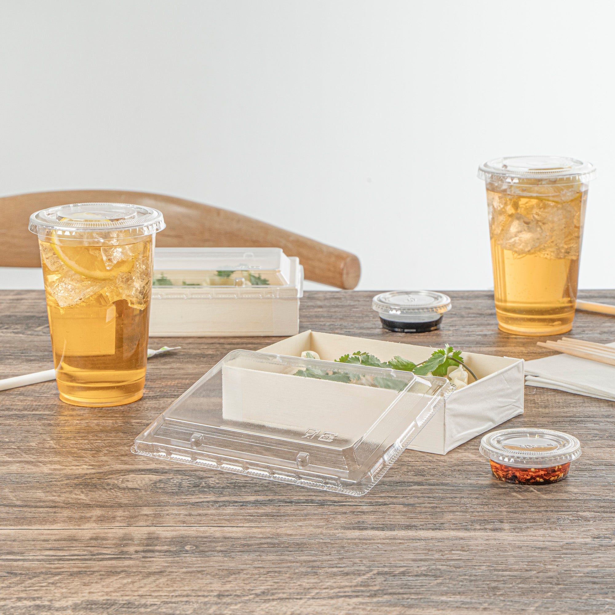 Taipei Rectangle Clear Plastic Lid - Fits 25 oz Bento Box - 100 count box