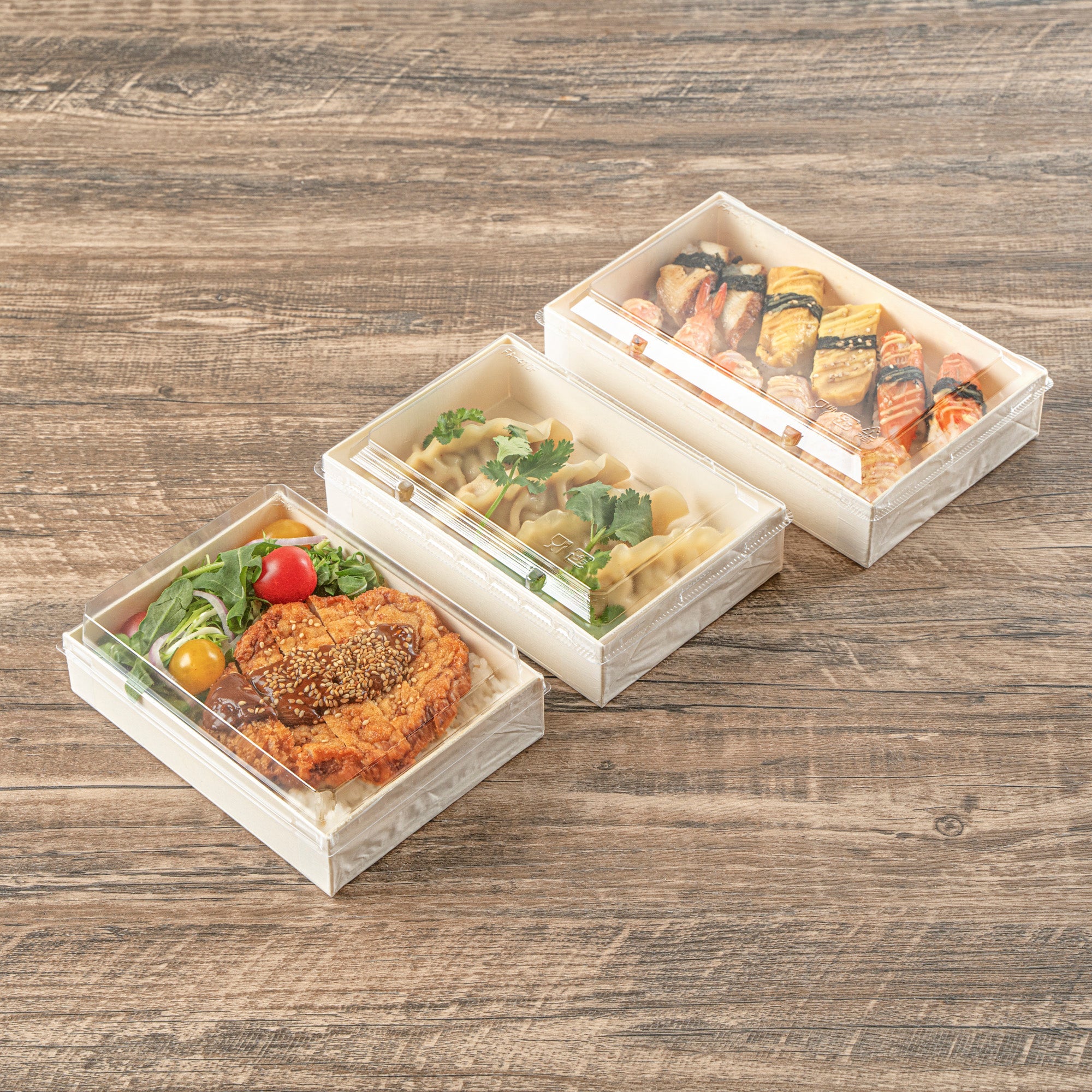 Taipei Rectangle Clear Plastic Lid - Fits 25 oz Bento Box - 100 count box