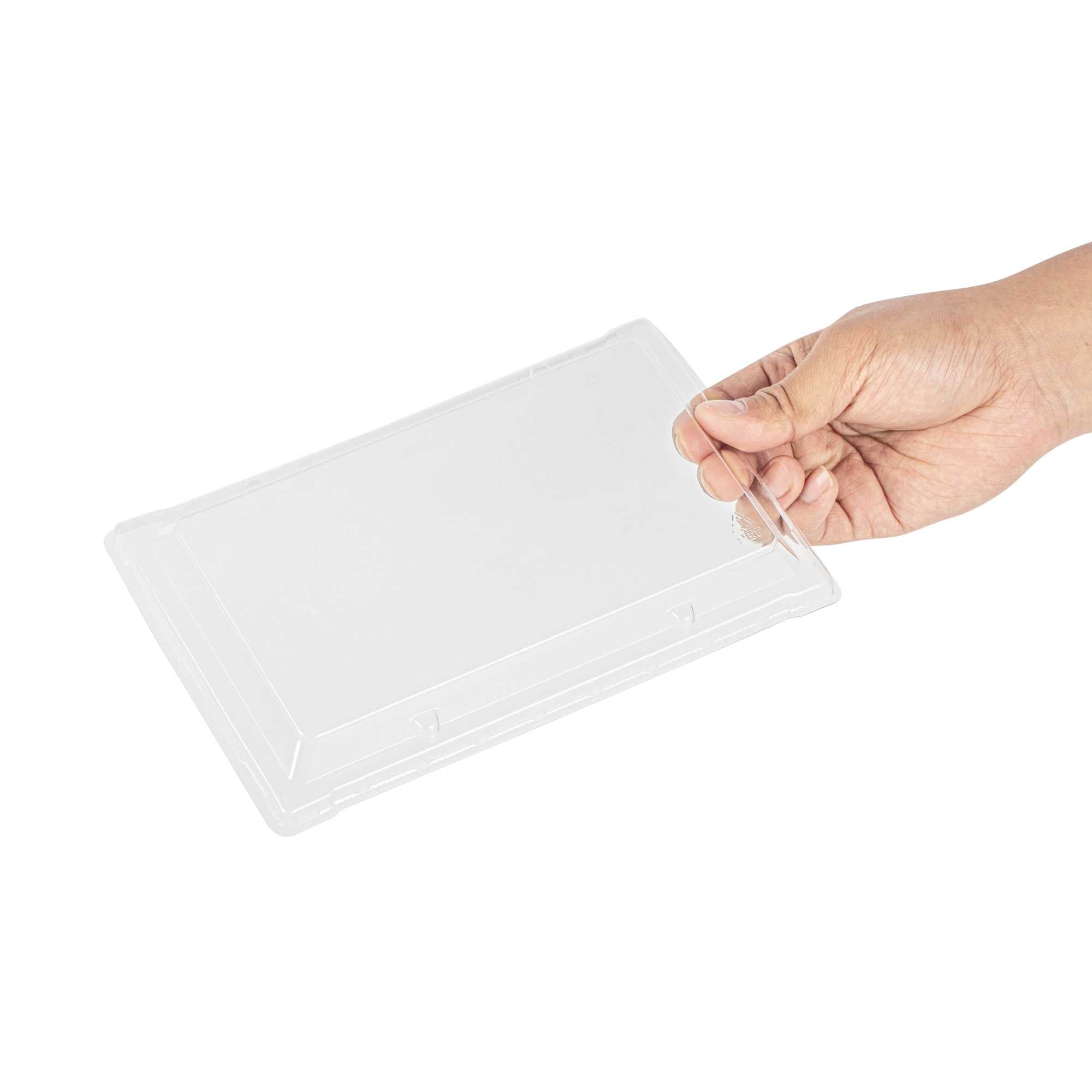 Taipei Rectangle Clear Plastic Lid - Fits 31 oz Bento Box - 10 count box