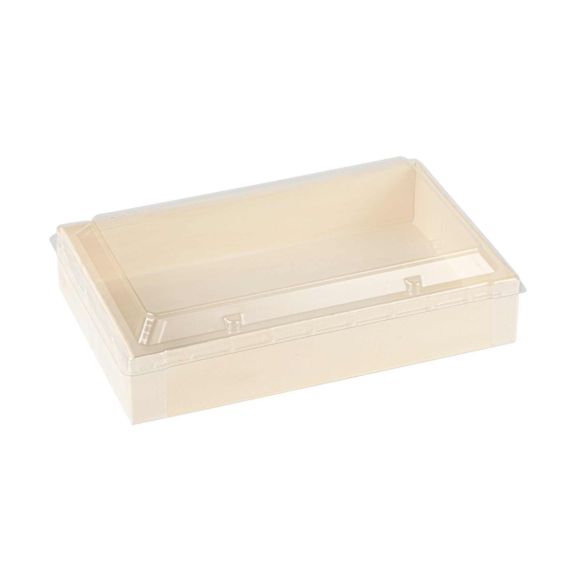 Taipei Rectangle Clear Plastic Lid - Fits 31 oz Bento Box - 10 count box