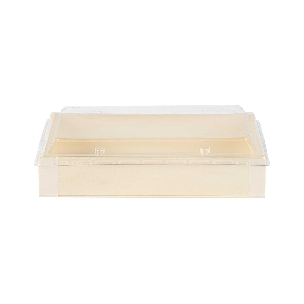 Taipei Rectangle Clear Plastic Lid - Fits 31 oz Bento Box - 10 count box