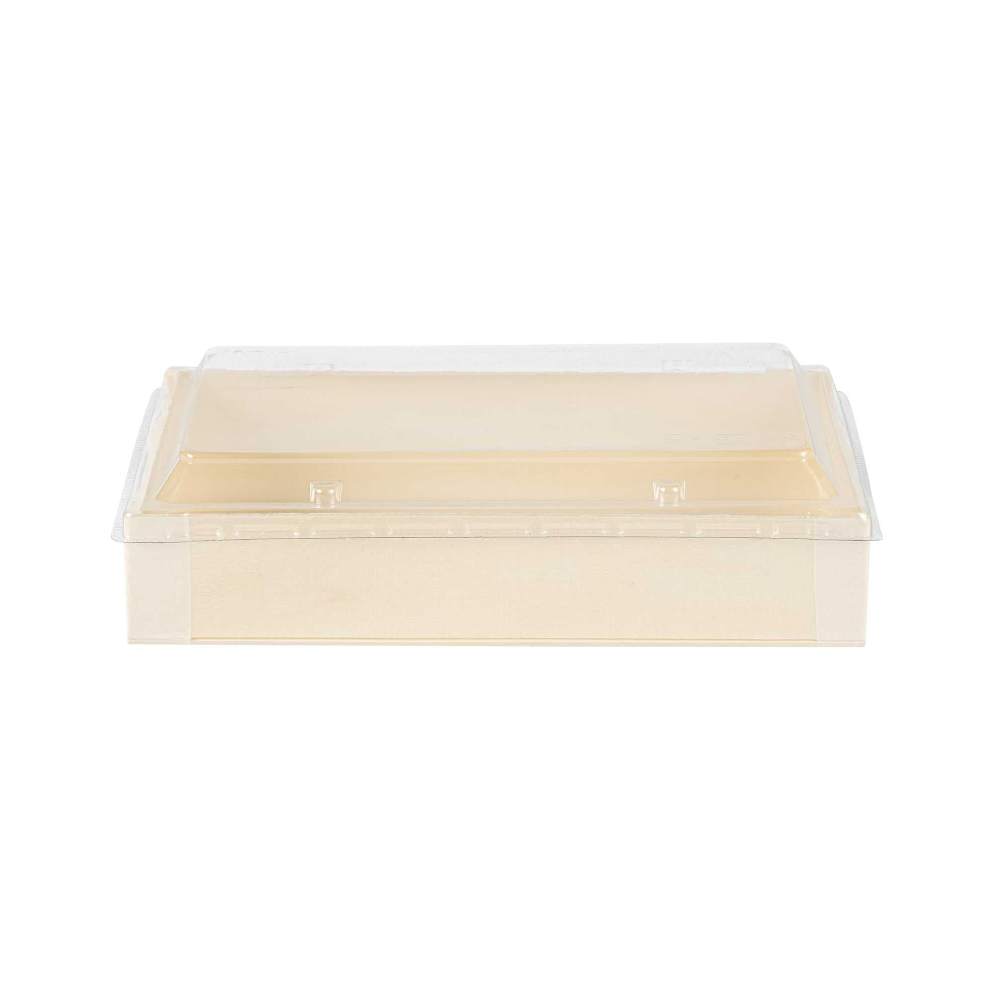 Taipei Rectangle Clear Plastic Lid - Fits 31 oz Bento Box - 10 count box