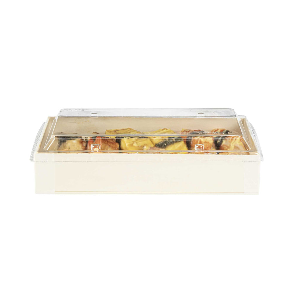 Taipei Rectangle Clear Plastic Lid - Fits 31 oz Bento Box - 10 count box