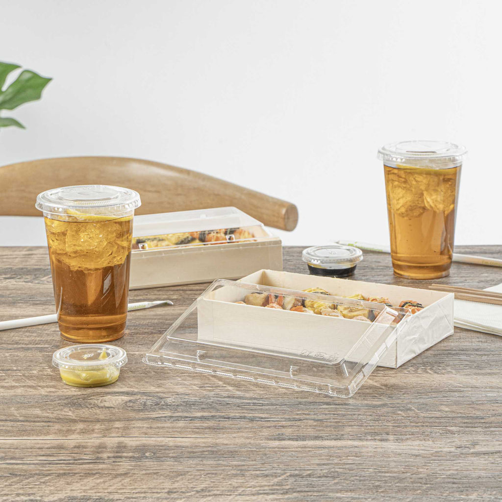 Taipei Rectangle Clear Plastic Lid - Fits 31 oz Bento Box - 10 count box