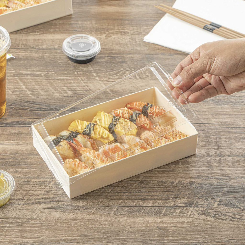 Taipei Rectangle Clear Plastic Lid - Fits 31 oz Bento Box - 10 count box