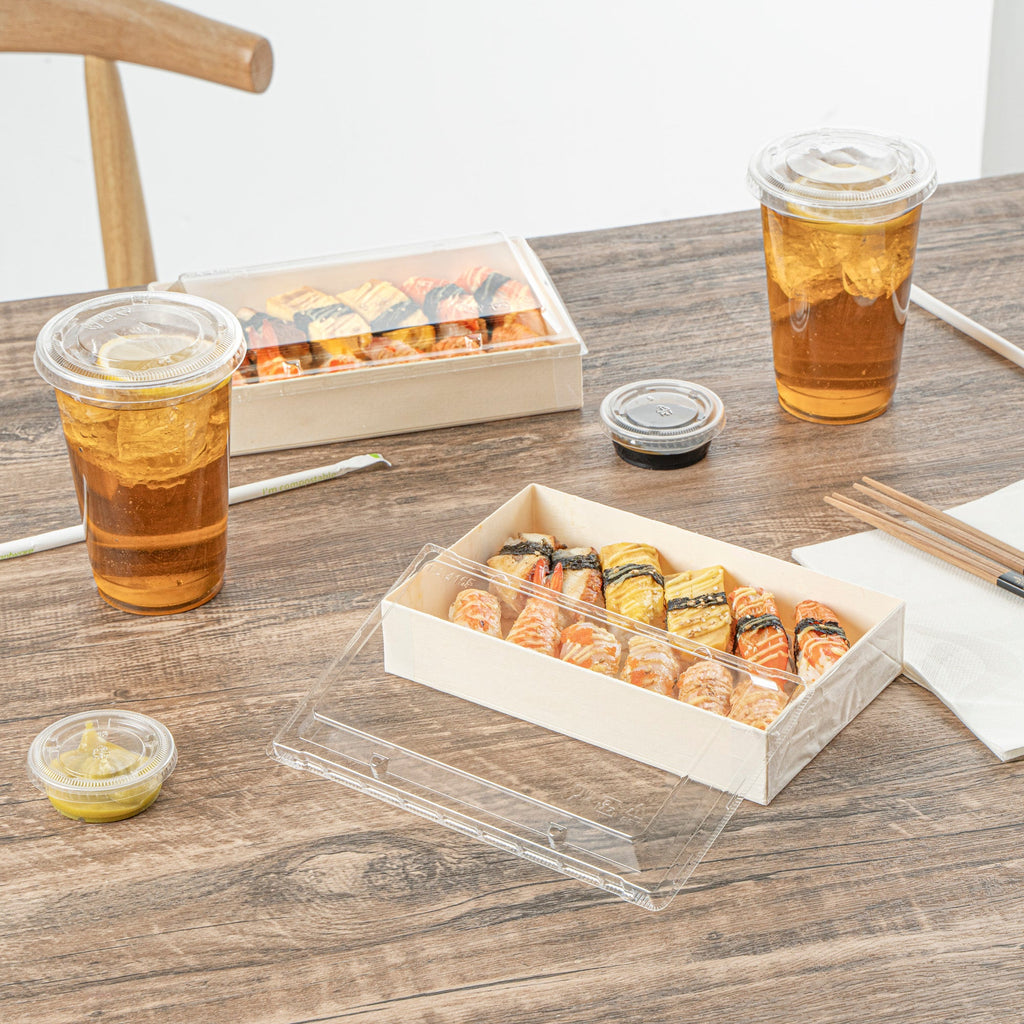 Taipei Rectangle Clear Plastic Lid - Fits 31 oz Bento Box - 100 count box