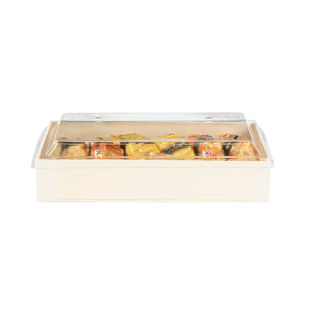 Taipei Rectangle Clear Plastic Lid - Fits 31 oz Bento Box - 100 count box