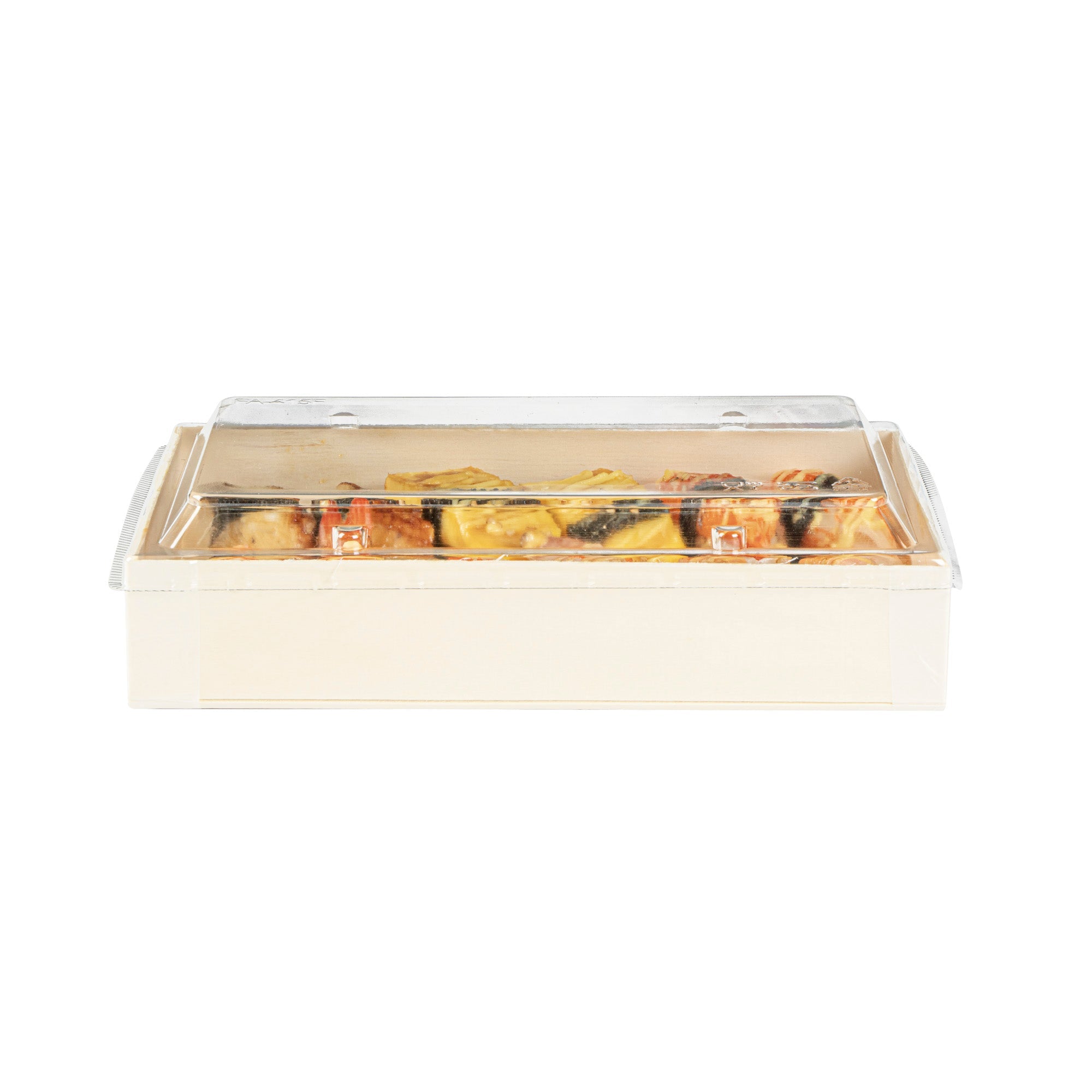 Taipei Rectangle Clear Plastic Lid - Fits 31 oz Bento Box - 100 count box