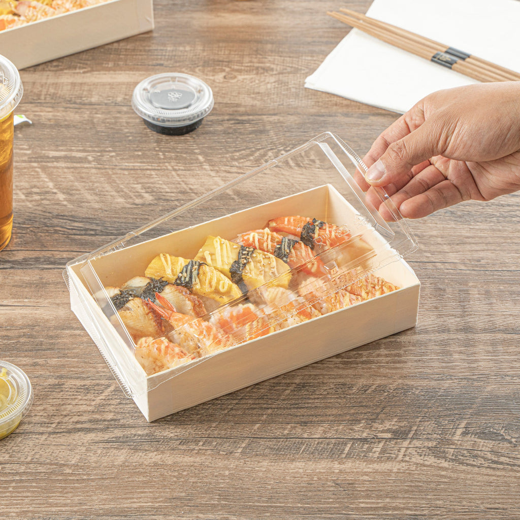 Taipei Rectangle Clear Plastic Lid - Fits 31 oz Bento Box - 100 count box