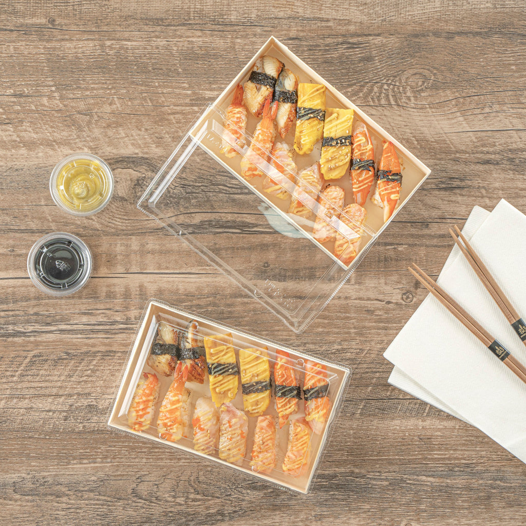 Taipei Rectangle Clear Plastic Lid - Fits 31 oz Bento Box - 100 count box