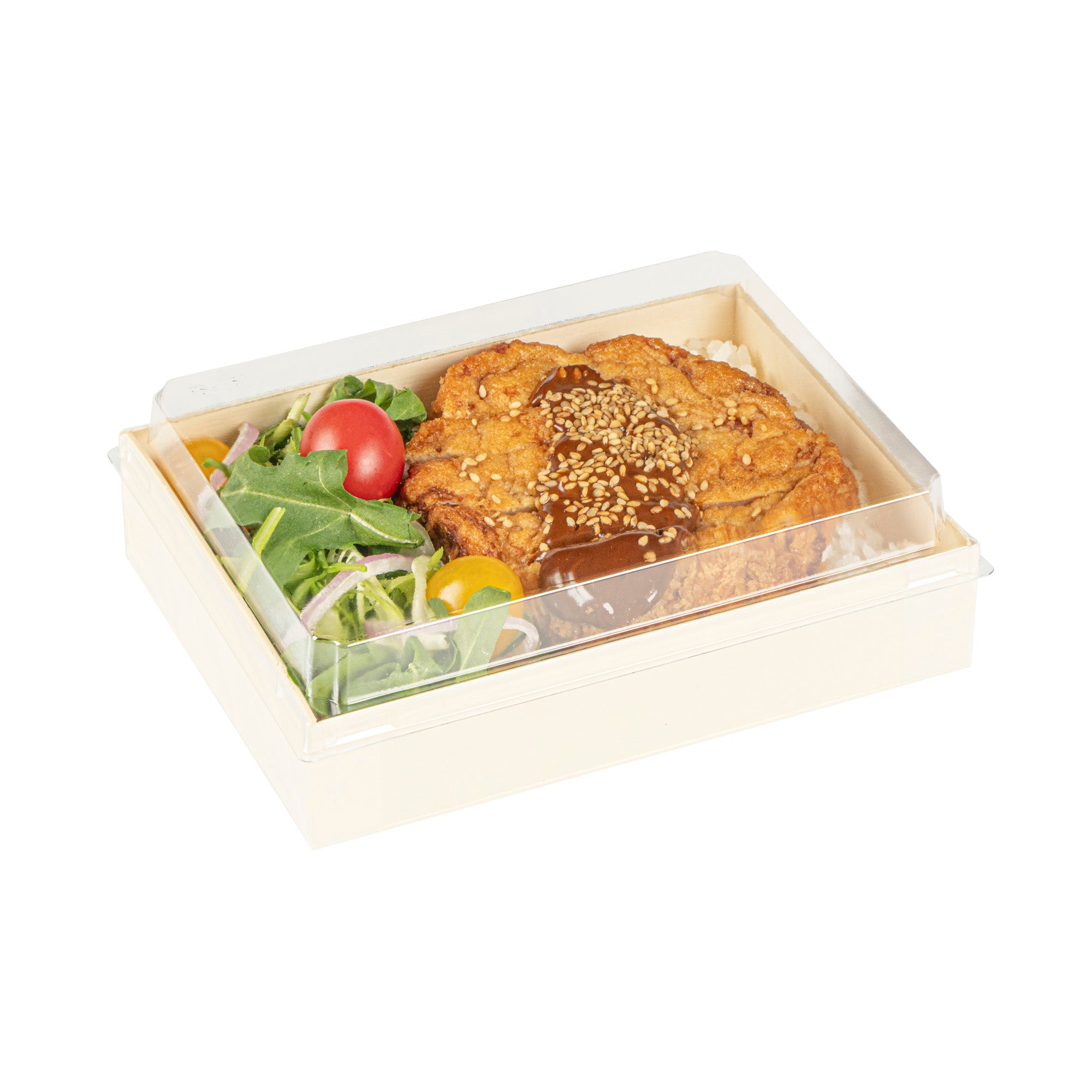Taipei Rectangle Clear Plastic Lid - Fits 24 oz Bento Box - 100 count box
