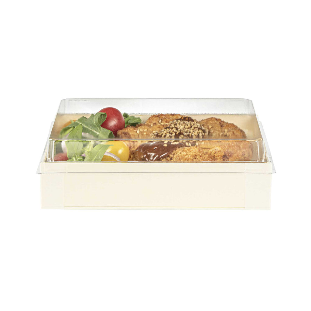 Taipei Rectangle Clear Plastic Lid - Fits 24 oz Bento Box - 10 count box