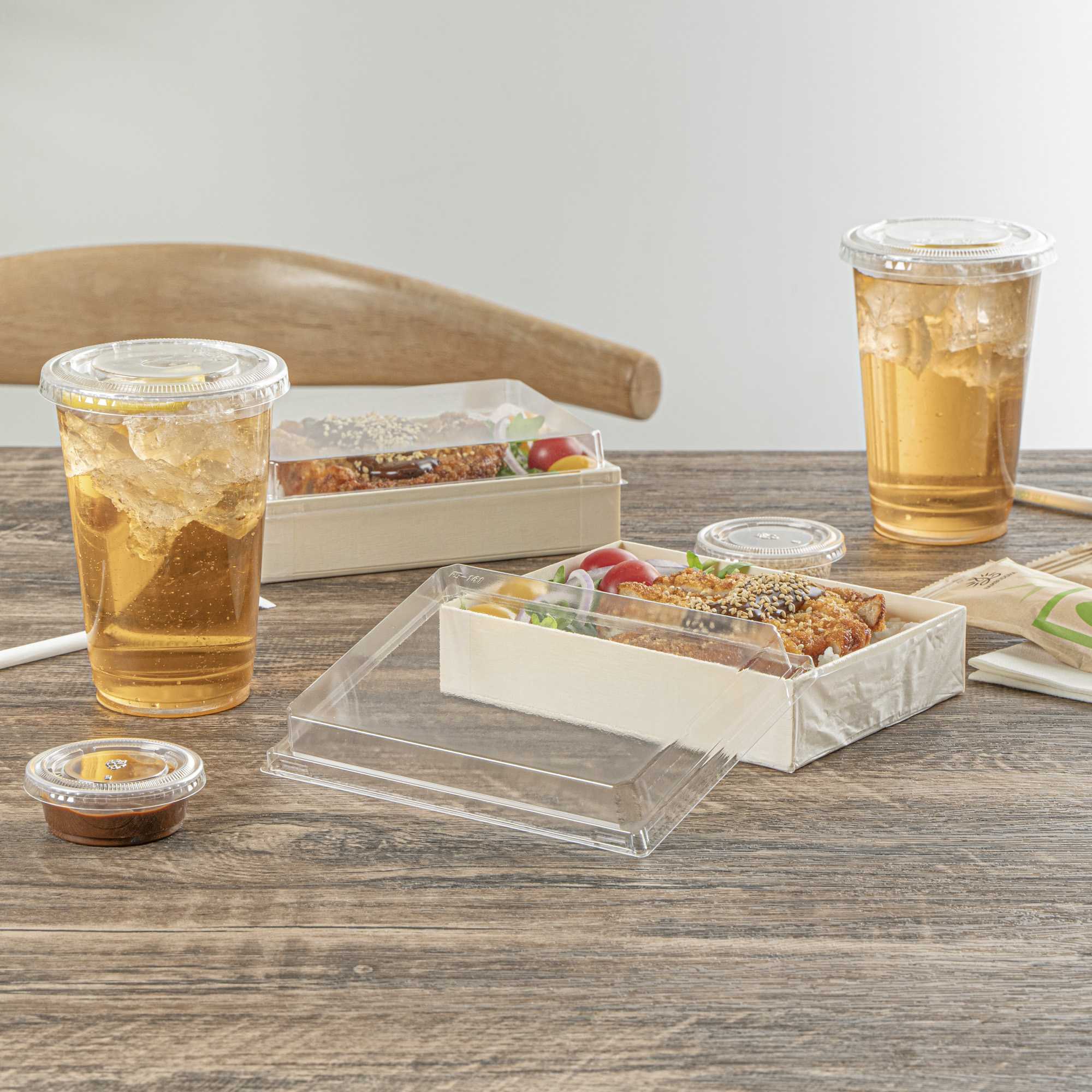 Taipei Rectangle Clear Plastic Lid - Fits 24 oz Bento Box - 10 count box