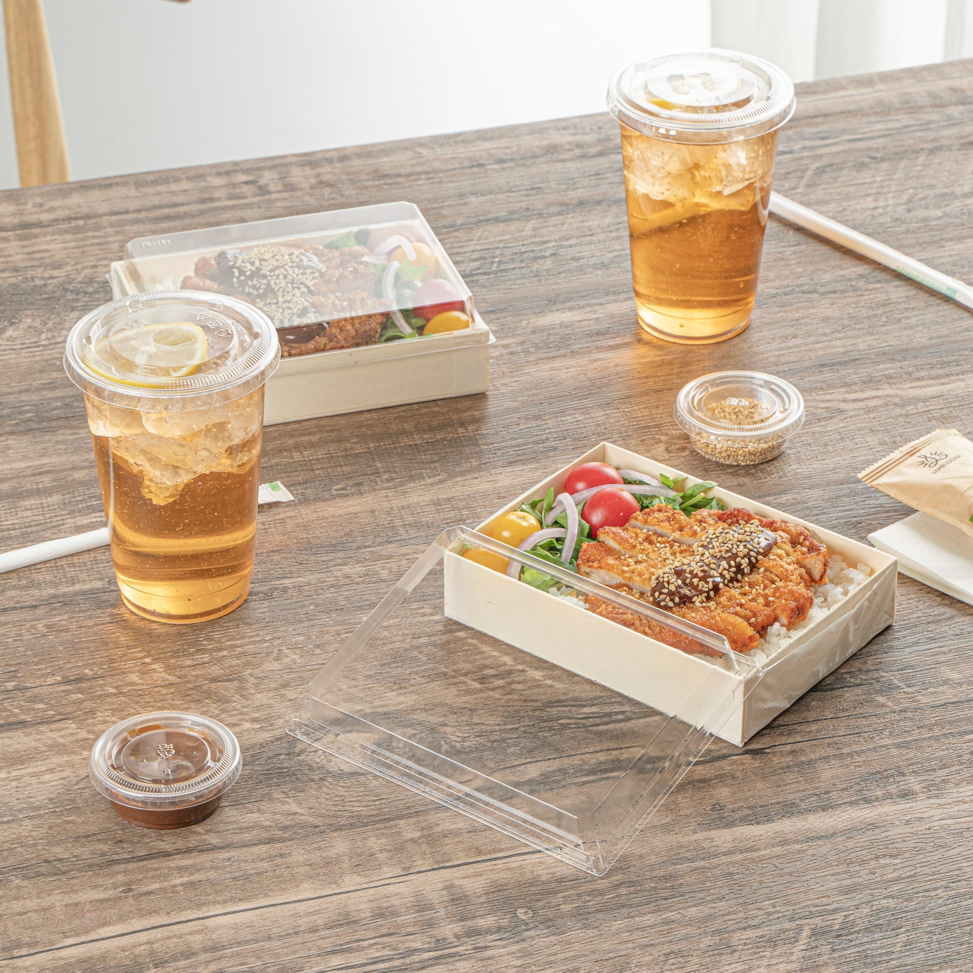Taipei Rectangle Clear Plastic Lid - Fits 24 oz Bento Box - 100 count box