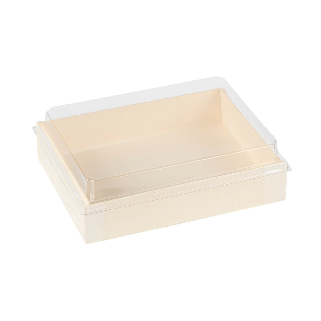 Taipei Rectangle Clear Plastic Lid - Fits 24 oz Bento Box - 100 count box