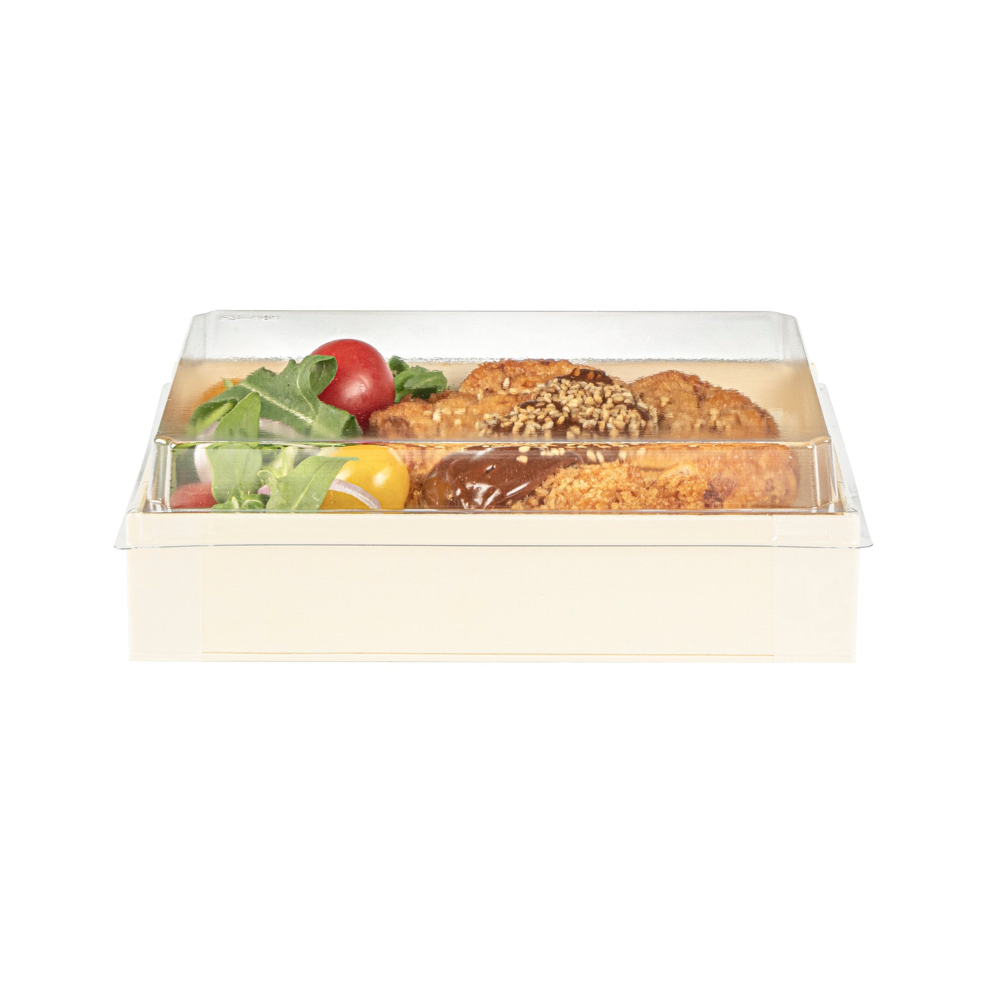 Taipei Rectangle Clear Plastic Lid - Fits 24 oz Bento Box - 100 count box