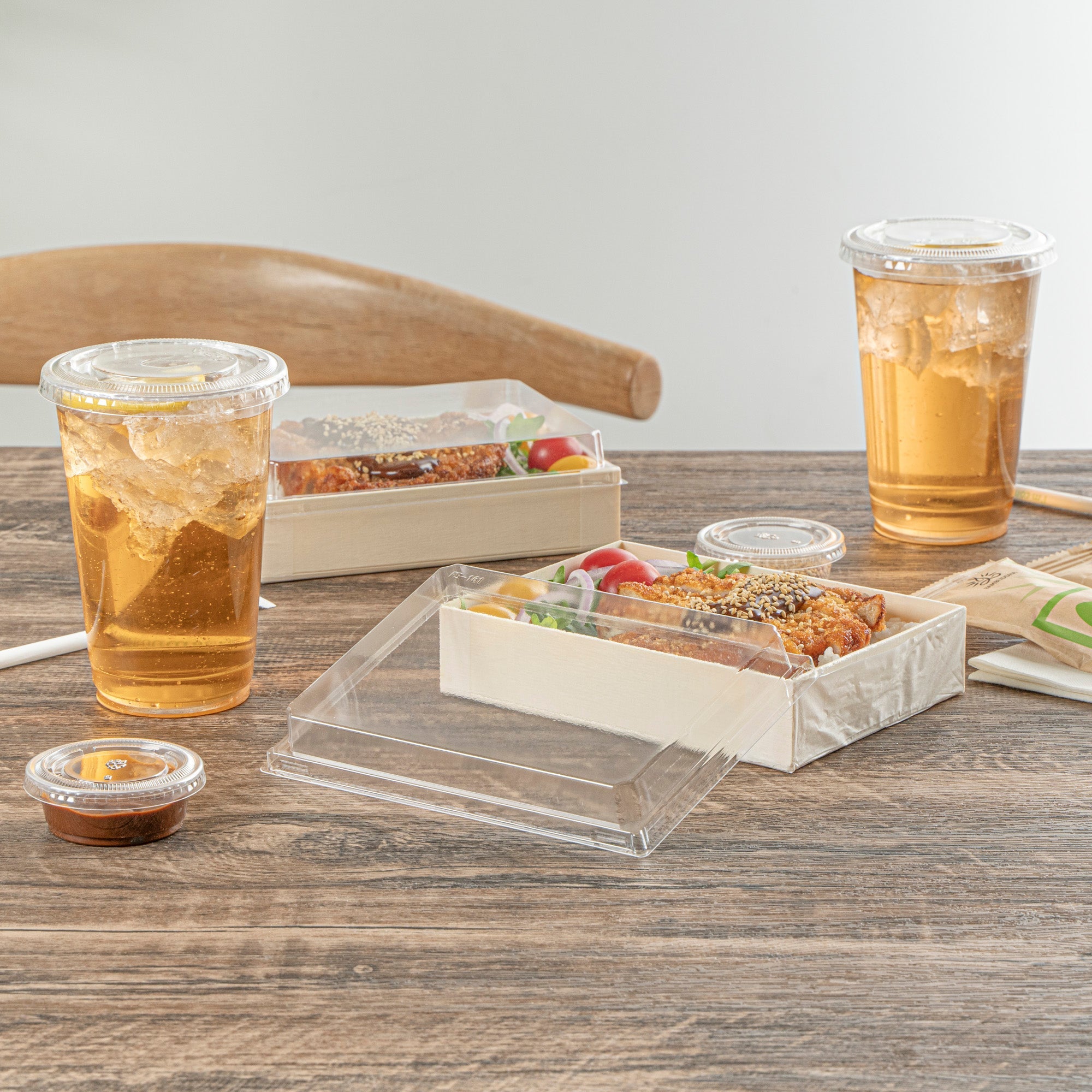 Taipei Rectangle Clear Plastic Lid - Fits 24 oz Bento Box - 100 count box