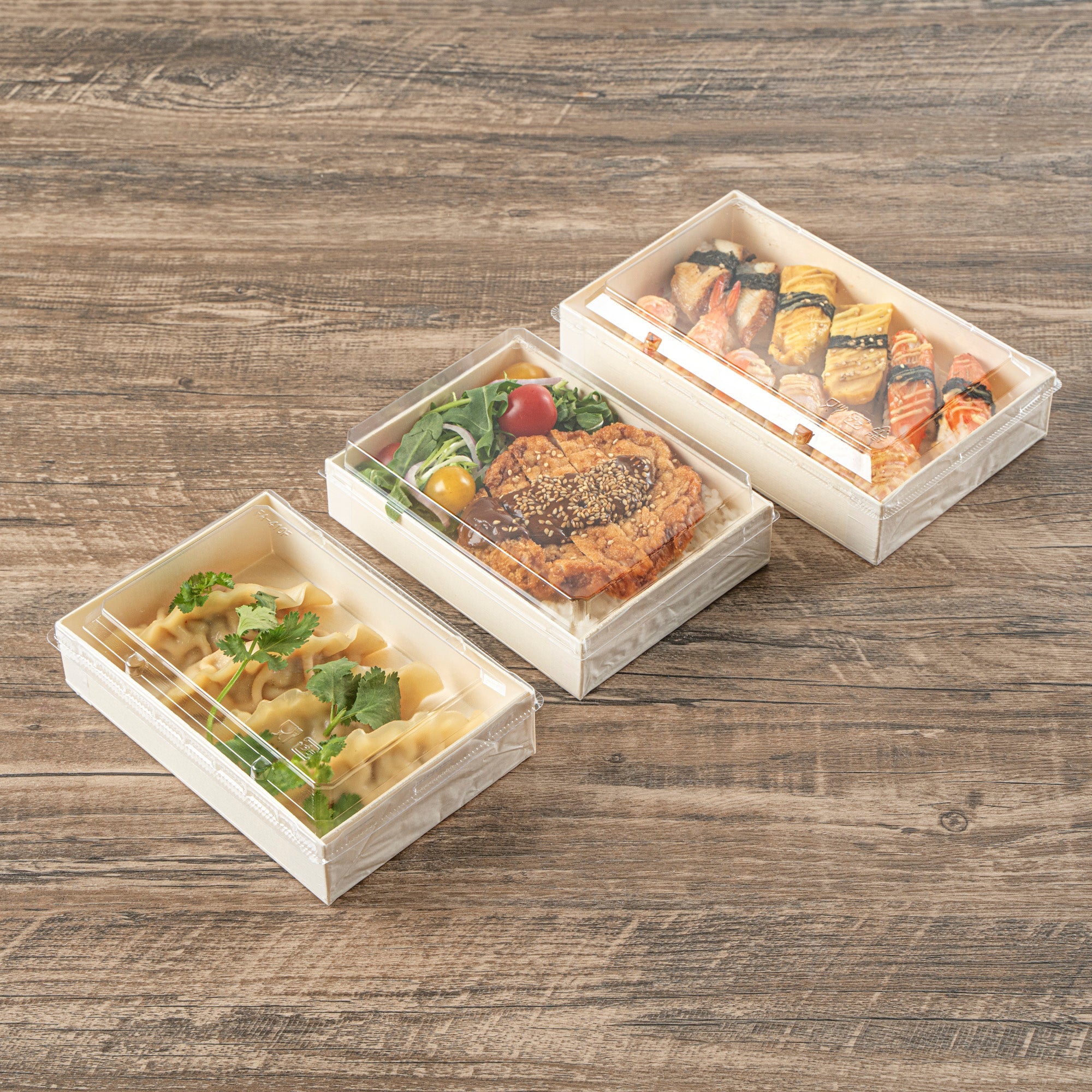 Taipei Rectangle Clear Plastic Lid - Fits 24 oz Bento Box - 100 count box