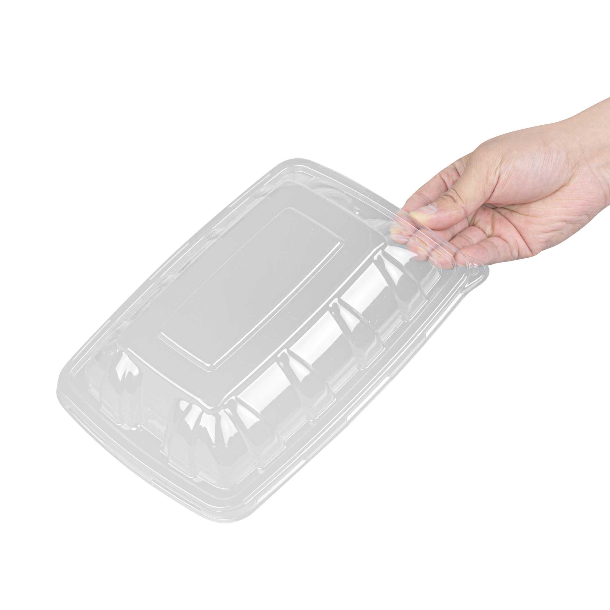 Pulp Safe Clear Plastic Dome Lid - Fits 3-Divider Taco Holder Tray - 100 count box