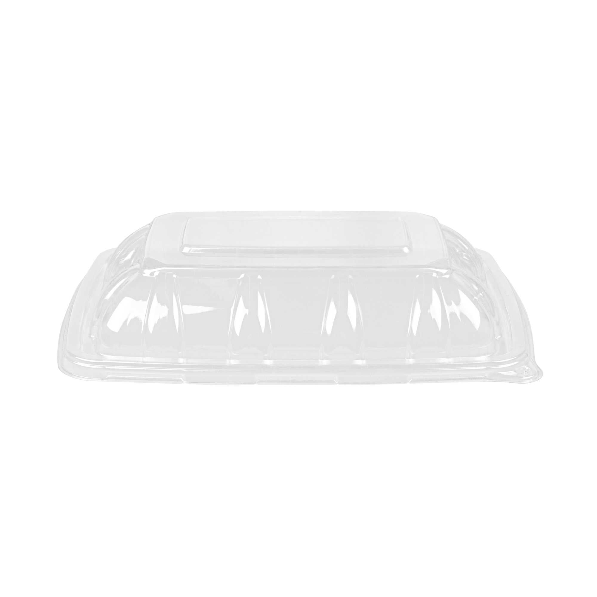 Pulp Safe Clear Plastic Dome Lid - Fits 3-Divider Taco Holder Tray - 100 count box