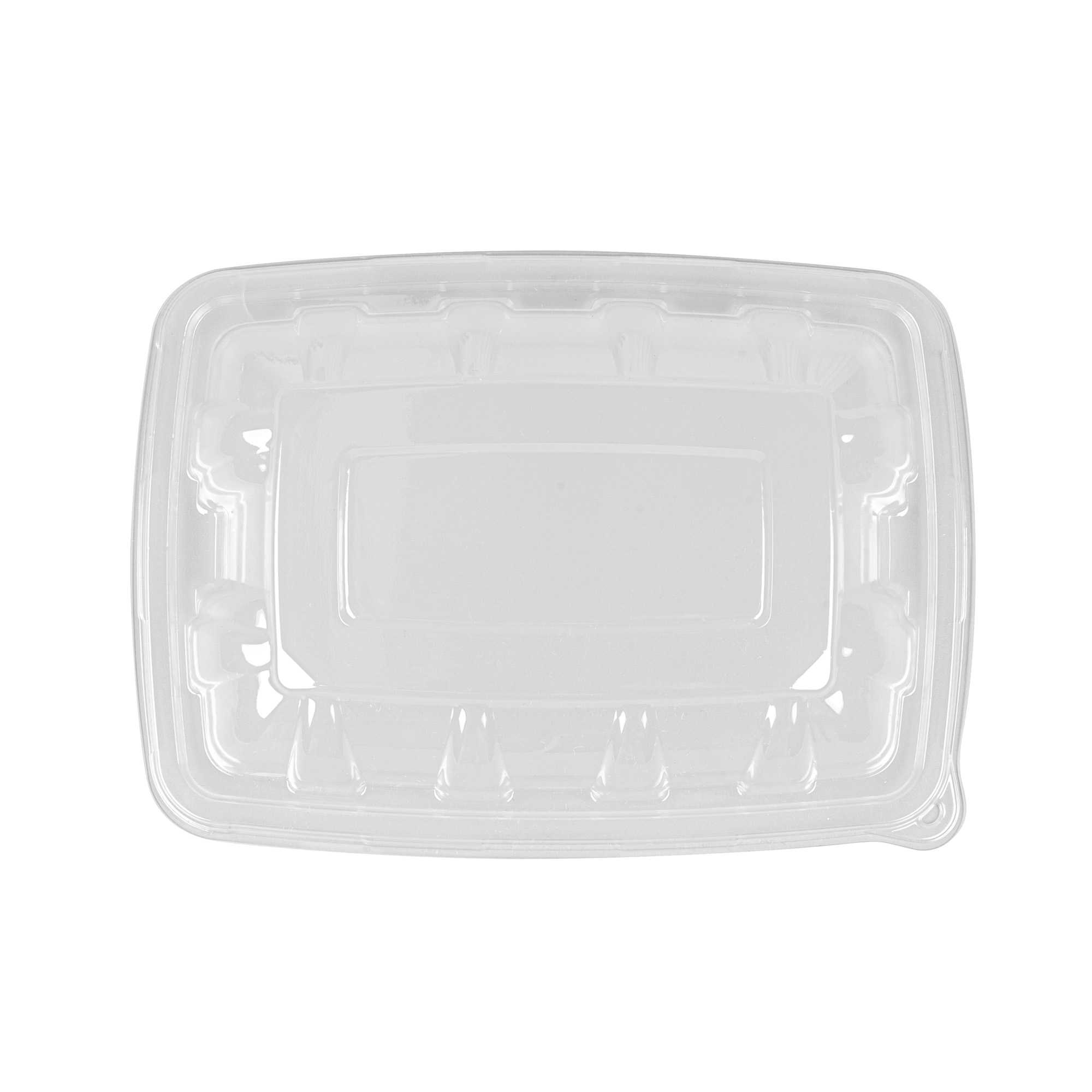 Pulp Safe Clear Plastic Dome Lid - Fits 3-Divider Taco Holder Tray - 100 count box