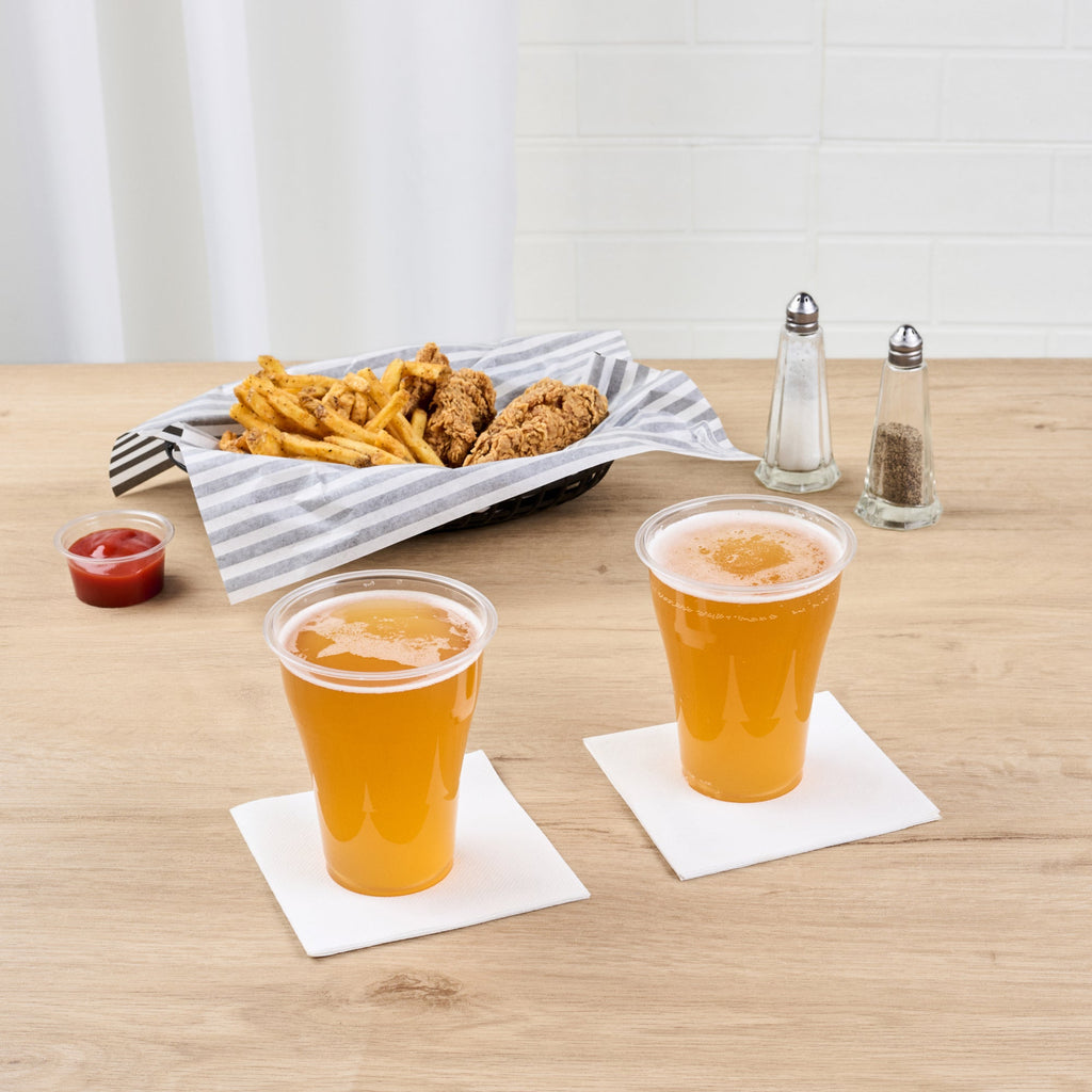 Basic Nature 14 oz Clear PLA Plastic Beer Glass - Compostable - 3 3/4" x 3 3/4" x 4 1/2" - 1000 count box