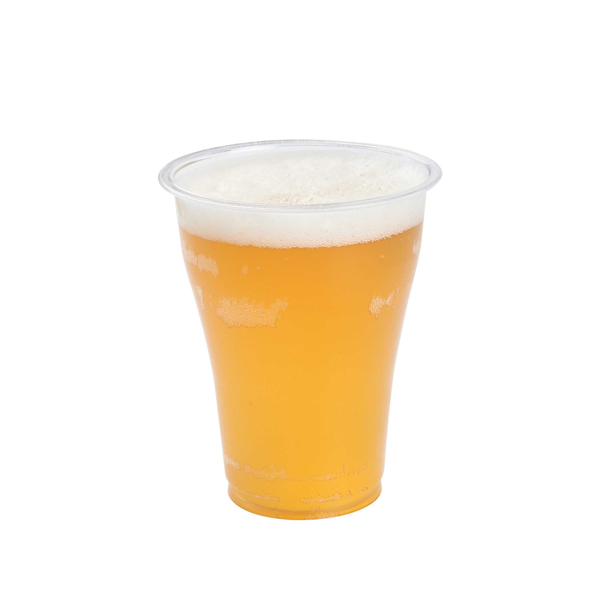Basic Nature 14 oz Clear PLA Plastic Beer Glass - Compostable - 3 3/4" x 3 3/4" x 4 1/2" - 50 count box
