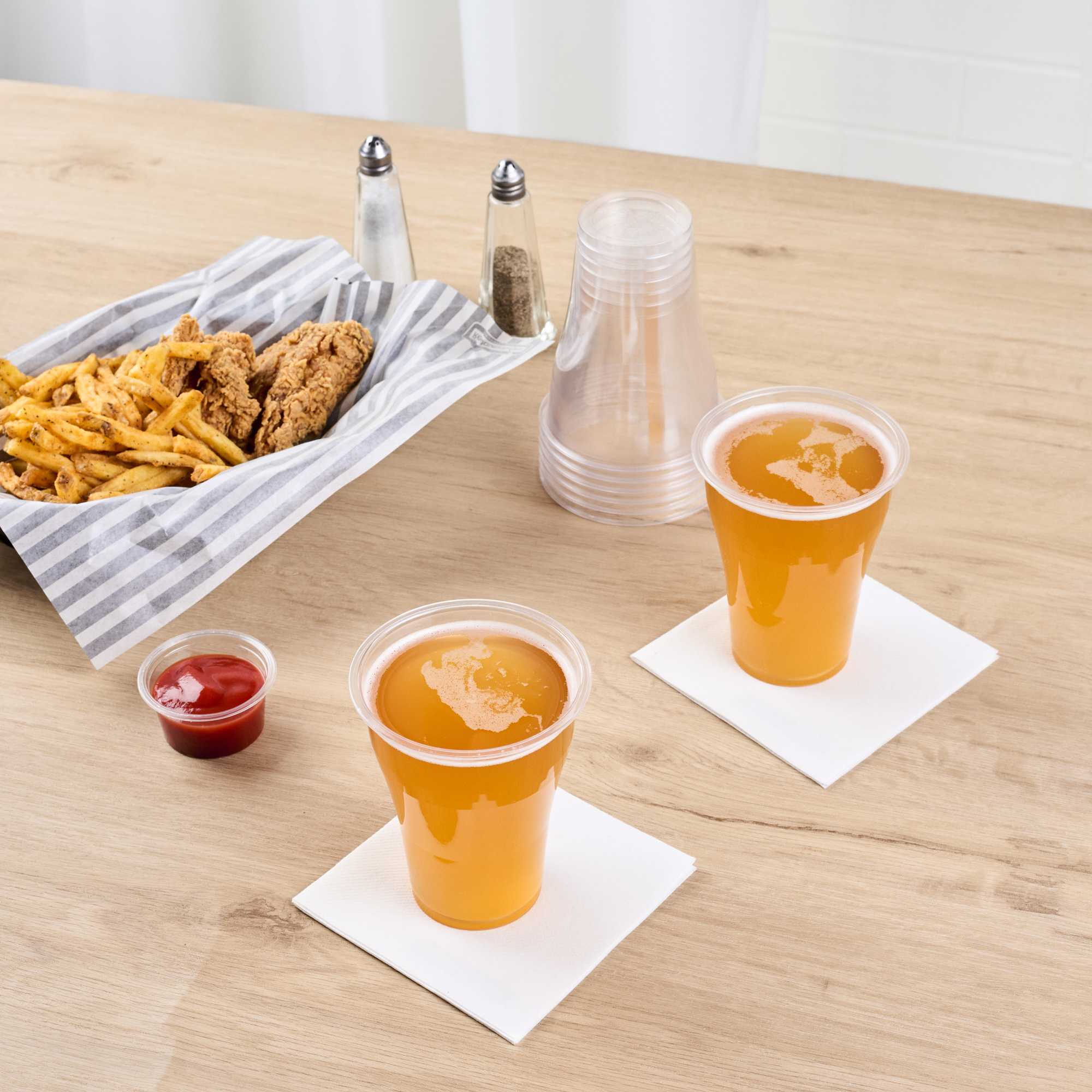Basic Nature 14 oz Clear PLA Plastic Beer Glass - Compostable - 3 3/4" x 3 3/4" x 4 1/2" - 50 count box