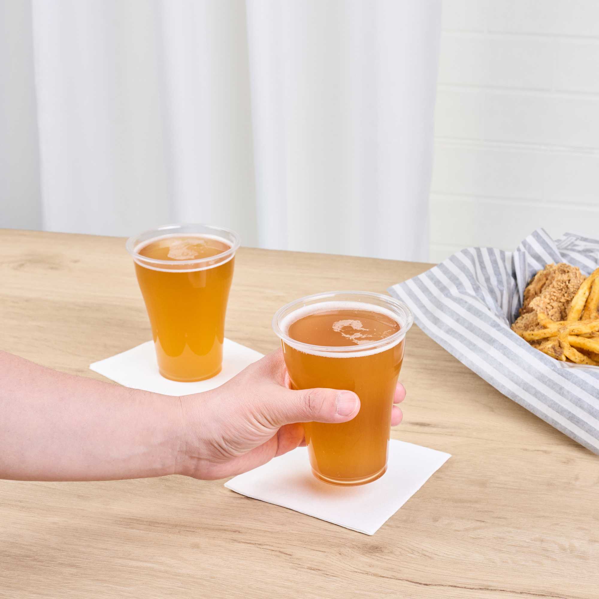 Basic Nature 14 oz Clear PLA Plastic Beer Glass - Compostable - 3 3/4" x 3 3/4" x 4 1/2" - 50 count box