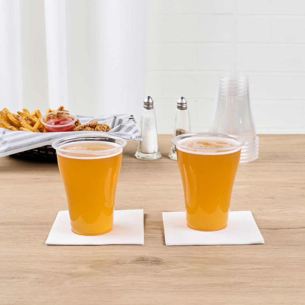 Basic Nature 14 oz Clear PLA Plastic Beer Glass - Compostable - 3 3/4" x 3 3/4" x 4 1/2" - 50 count box