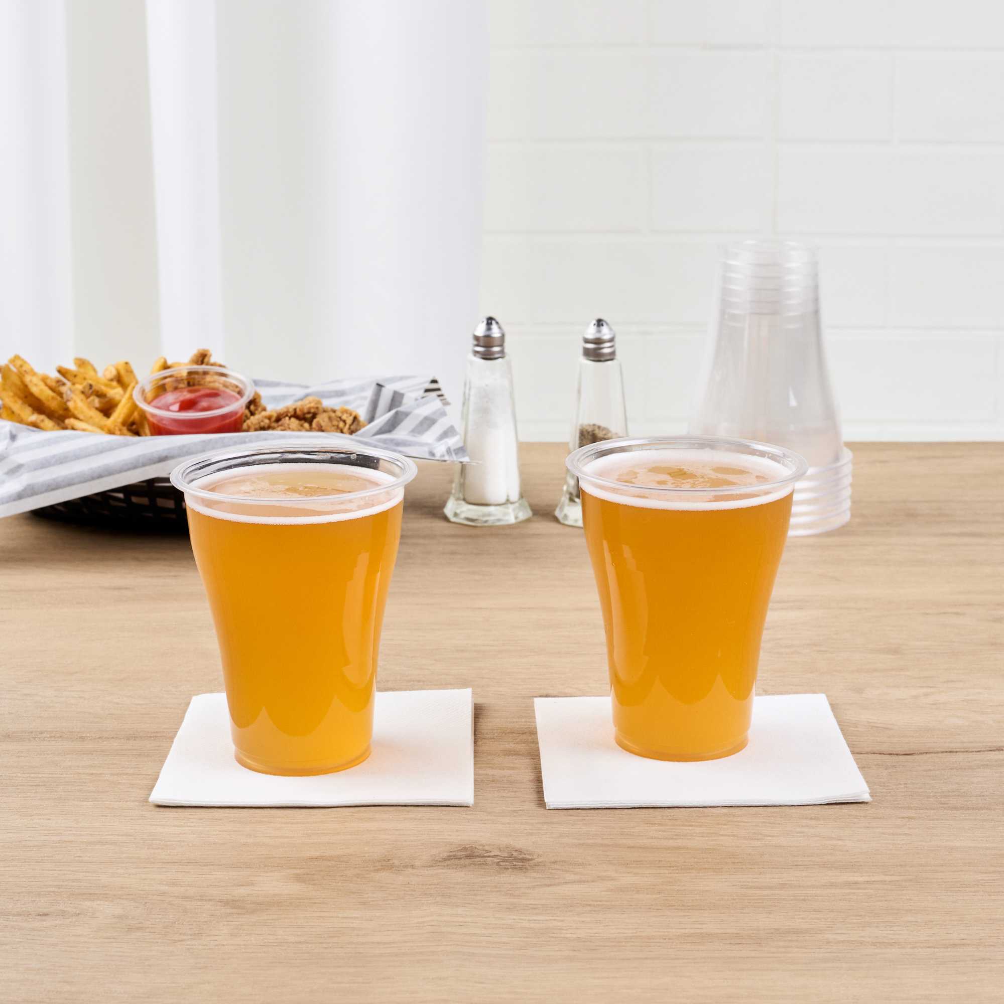 Basic Nature 14 oz Clear PLA Plastic Beer Glass - Compostable - 3 3/4" x 3 3/4" x 4 1/2" - 50 count box
