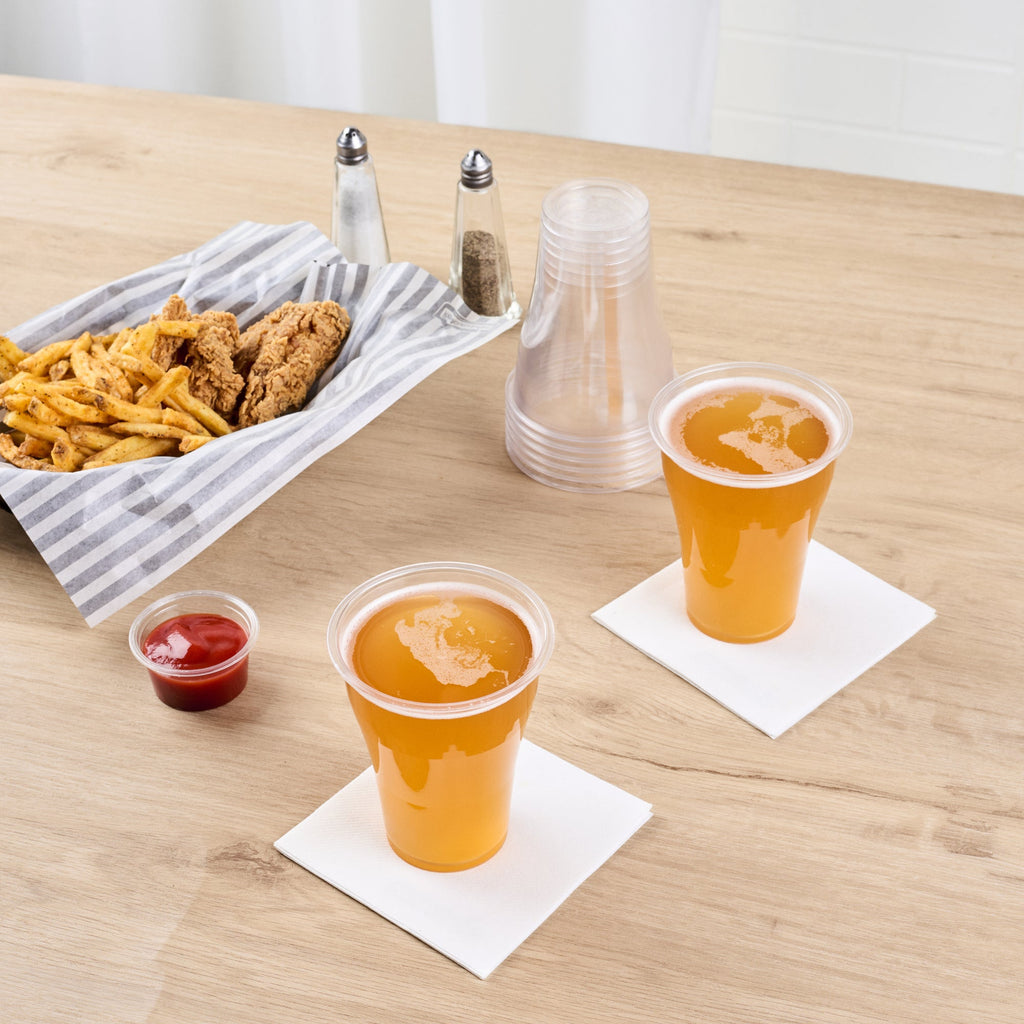 Basic Nature 14 oz Clear PLA Plastic Beer Glass - Compostable - 3 3/4" x 3 3/4" x 4 1/2" - 1000 count box