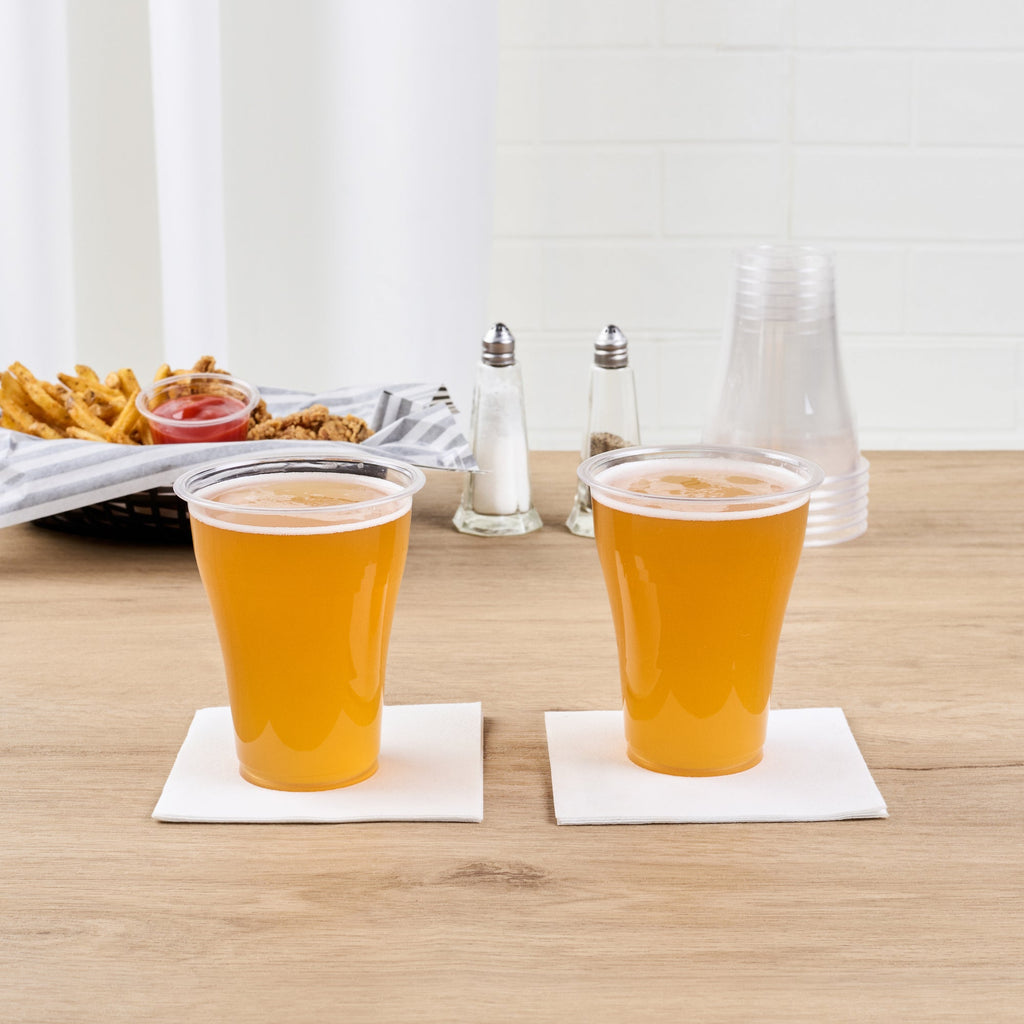 Basic Nature 14 oz Clear PLA Plastic Beer Glass - Compostable - 3 3/4" x 3 3/4" x 4 1/2" - 1000 count box