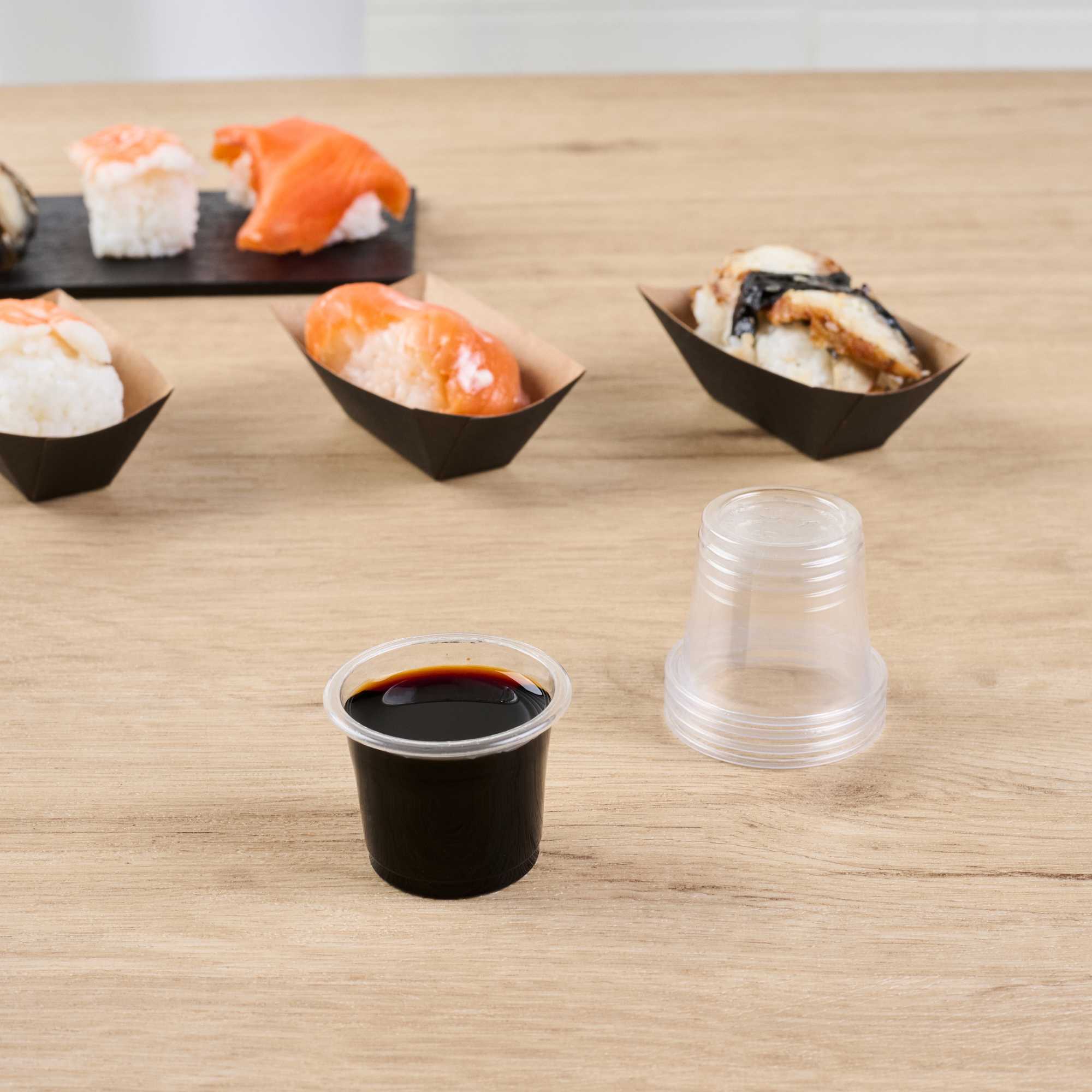 Basic Nature 1 oz Clear PLA Plastic Portion Cup - Compostable - 100 count box
