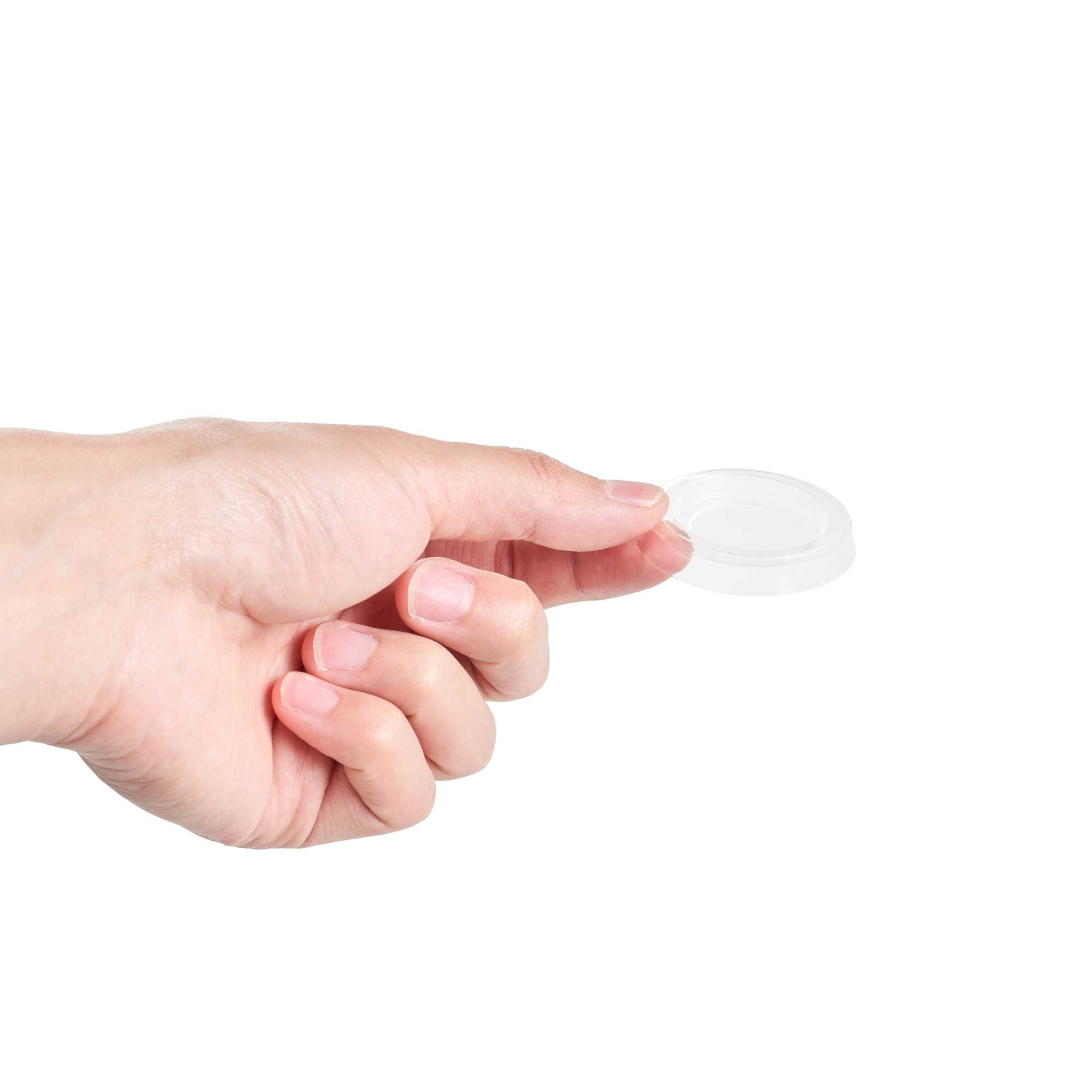 Basic Nature Clear PLA Plastic Lid - Fits 1 oz Portion Cup, Compostable - 100 count box
