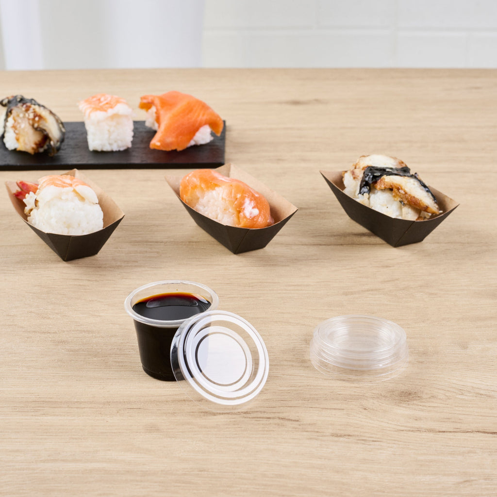 Basic Nature Clear PLA Plastic Lid - Fits 1 oz Portion Cup, Compostable - 2000 count box