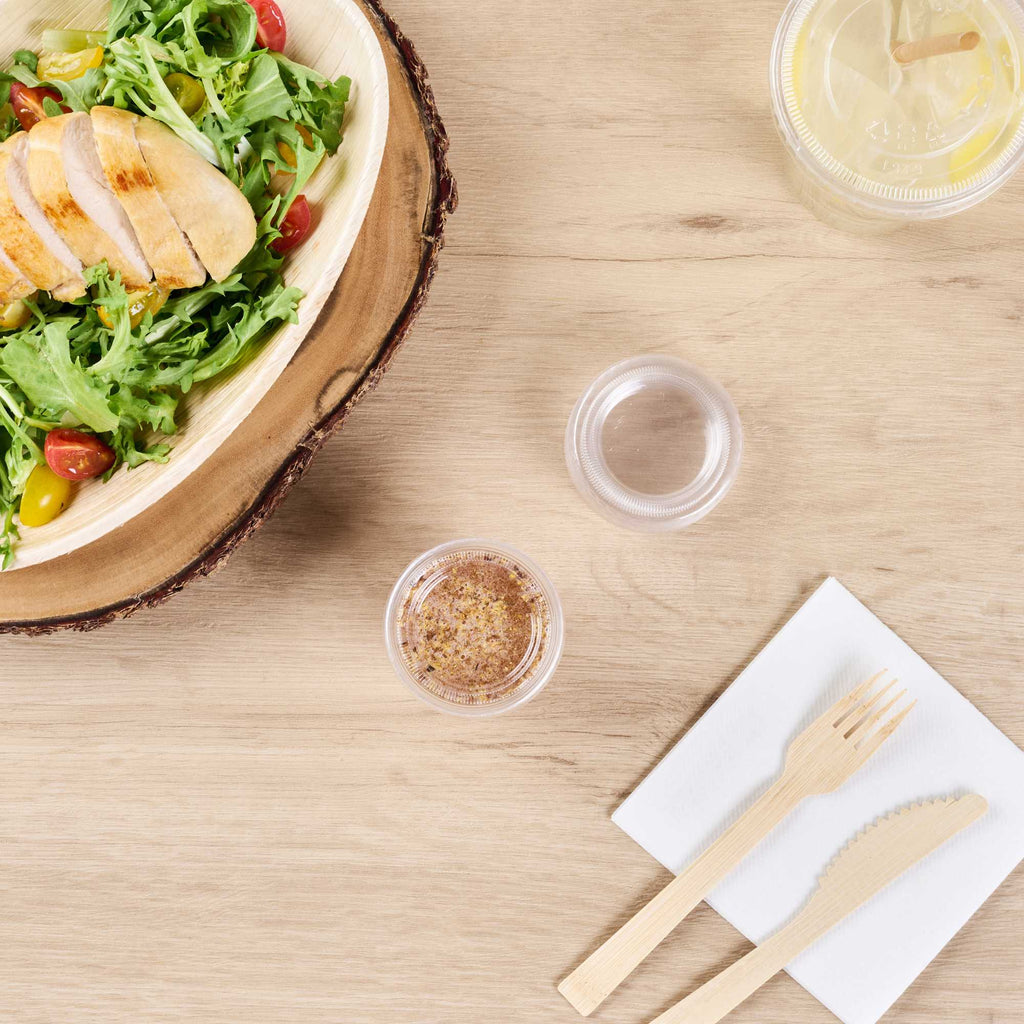 Basic Nature Clear PLA Plastic Lid - Fits 2 / 3 oz Portion Cup, Compostable - 100 count box
