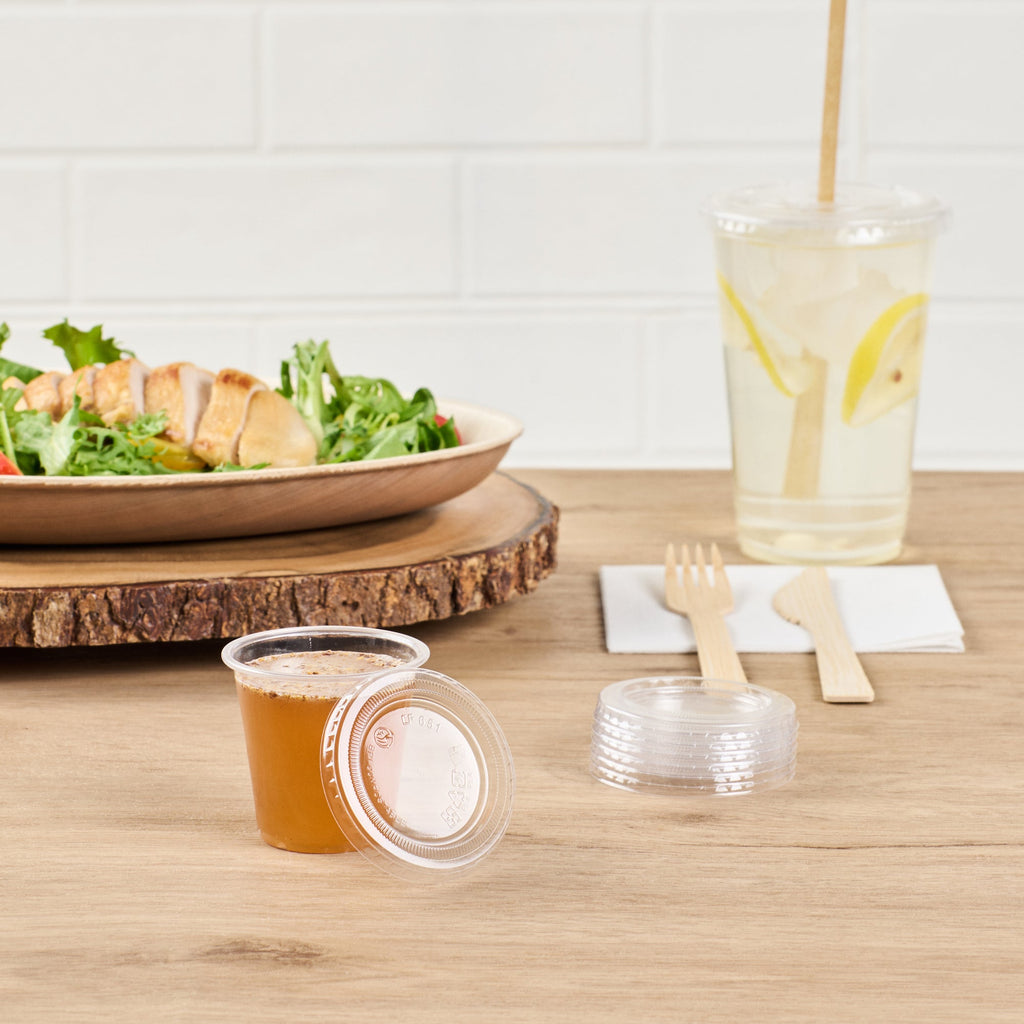 Basic Nature Clear PLA Plastic Lid - Fits 2 / 3 oz Portion Cup, Compostable - 2000 count box