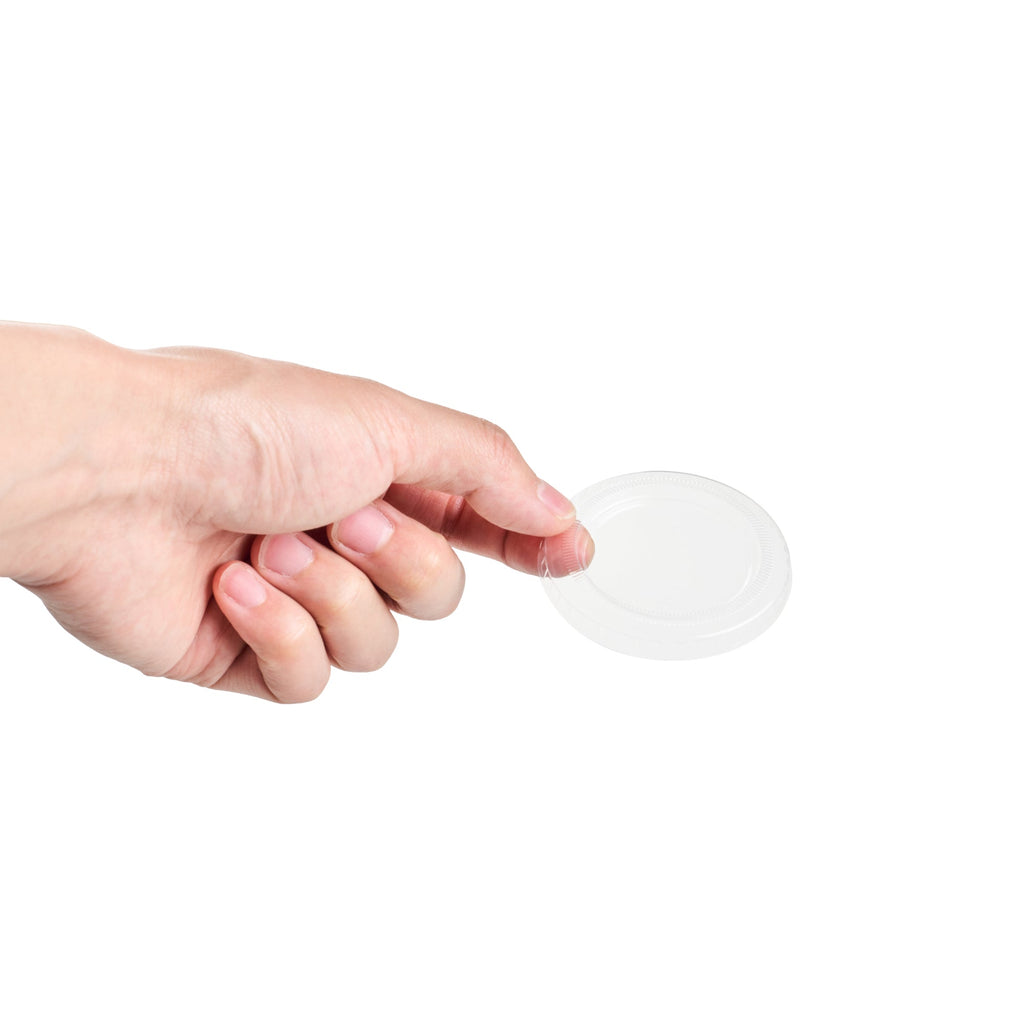 Basic Nature Clear PLA Plastic Lid - Fits 2 / 3 oz Portion Cup, Compostable - 2000 count box