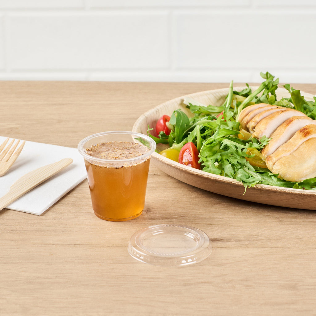 Basic Nature Clear PLA Plastic Lid - Fits 2 / 3 oz Portion Cup, Compostable - 2000 count box