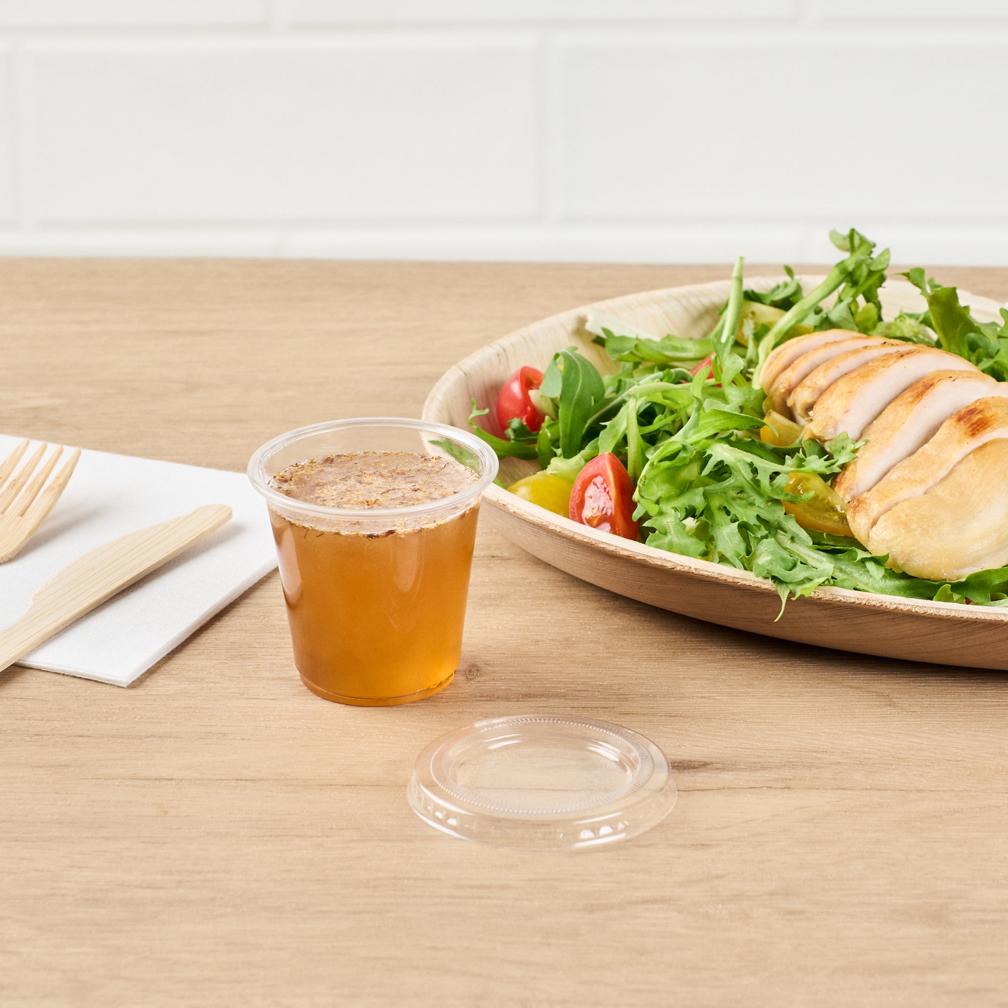 Basic Nature Clear PLA Plastic Lid - Fits 2 / 3 oz Portion Cup, Compostable - 2000 count box